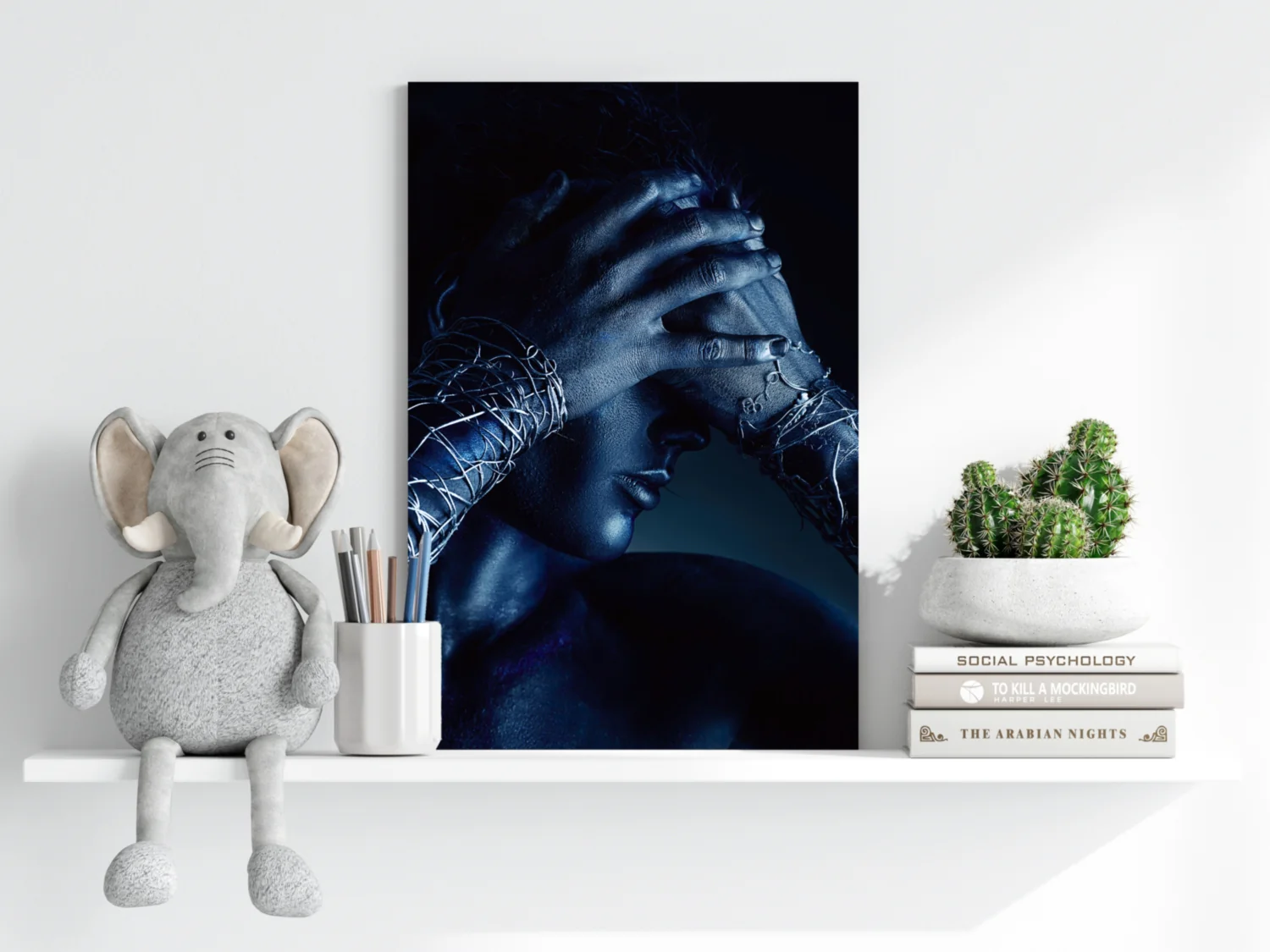 Blue Hands Barbed Wire Aluminum Print - Image 6