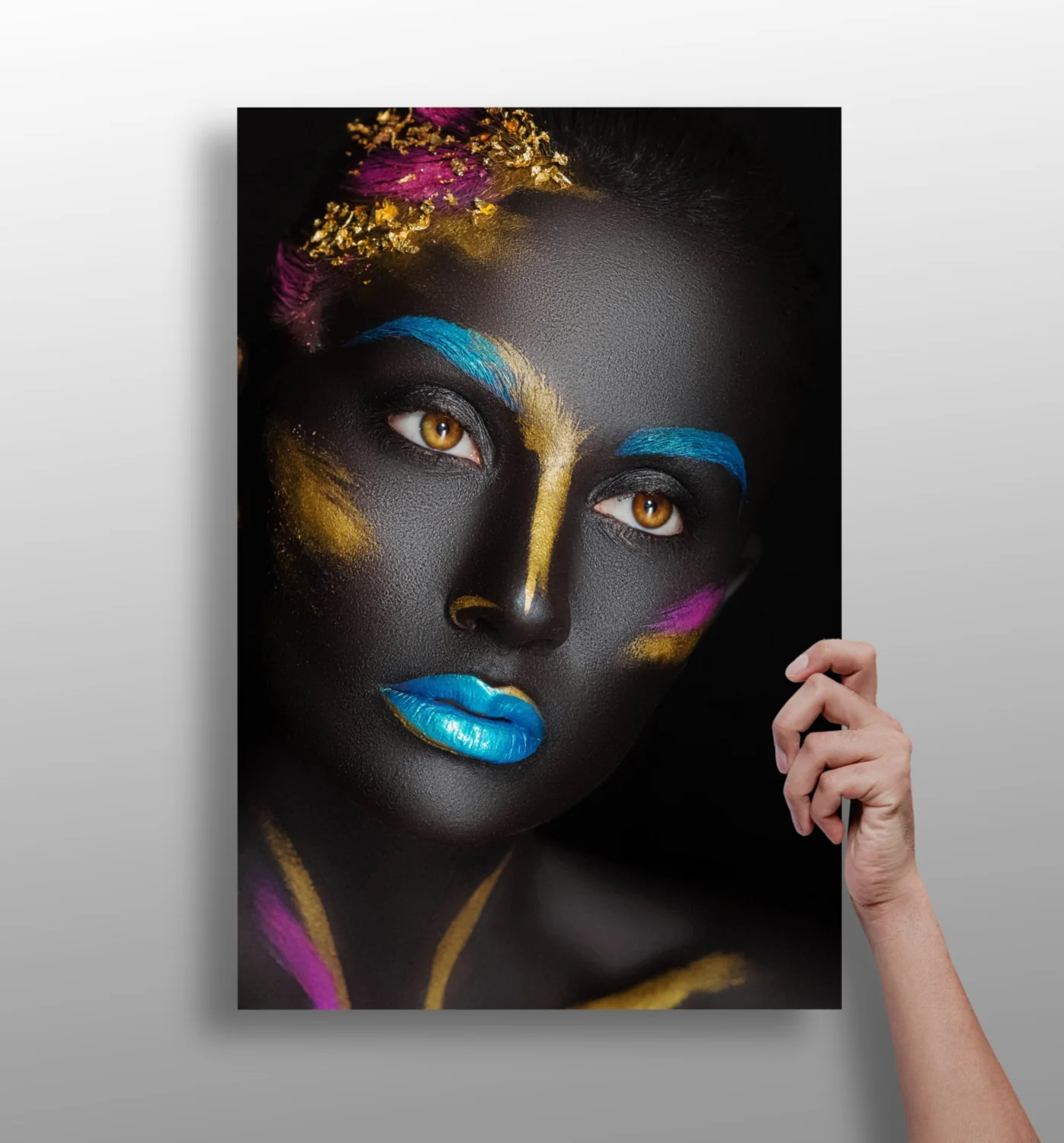 Blue Lips Gold Leaf Aluminum Print
