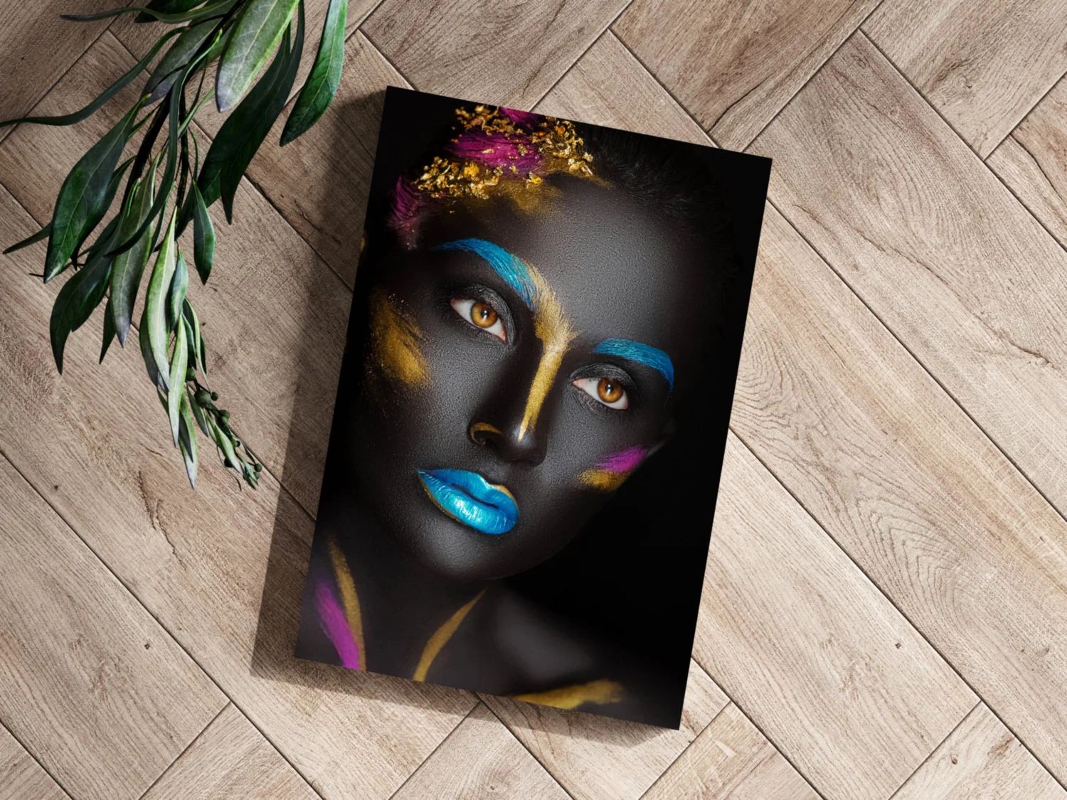 Blue Lips Gold Leaf Aluminum Print - Image 3
