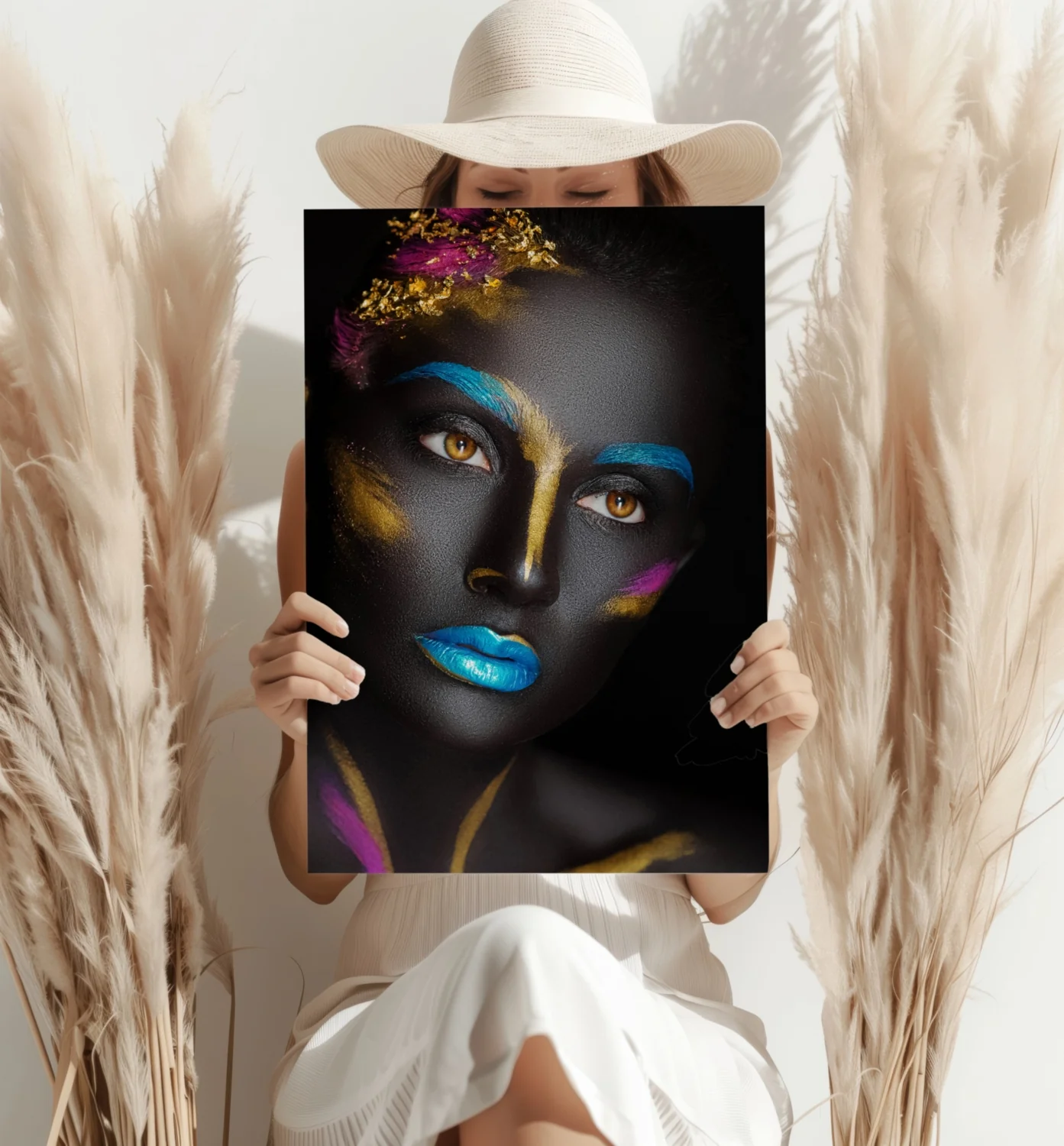 Blue Lips Gold Leaf Aluminum Print - Image 4