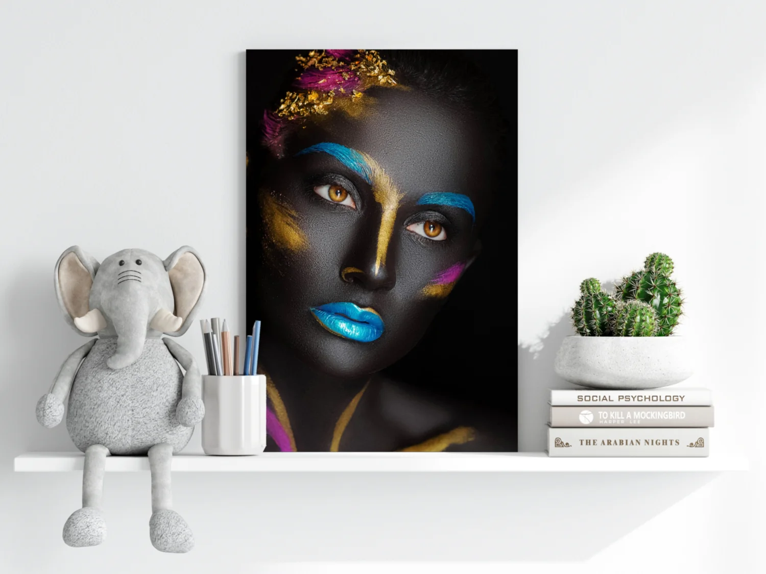 Blue Lips Gold Leaf Aluminum Print - Image 6