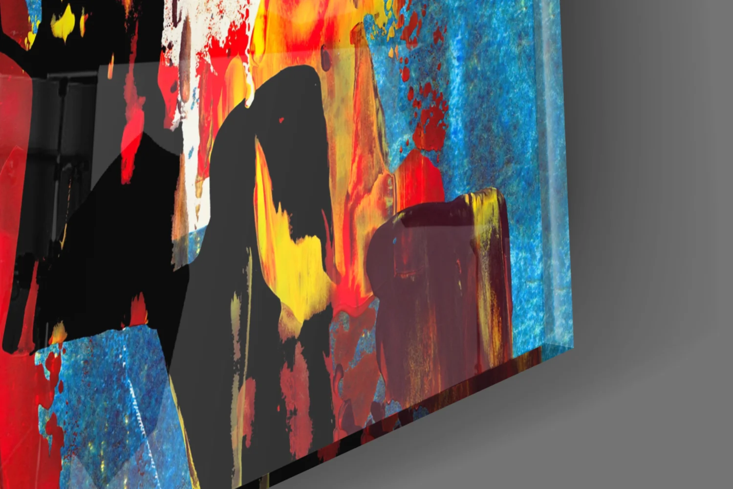 Blue Red Expressive Figures Glass Wall Art - Image 8
