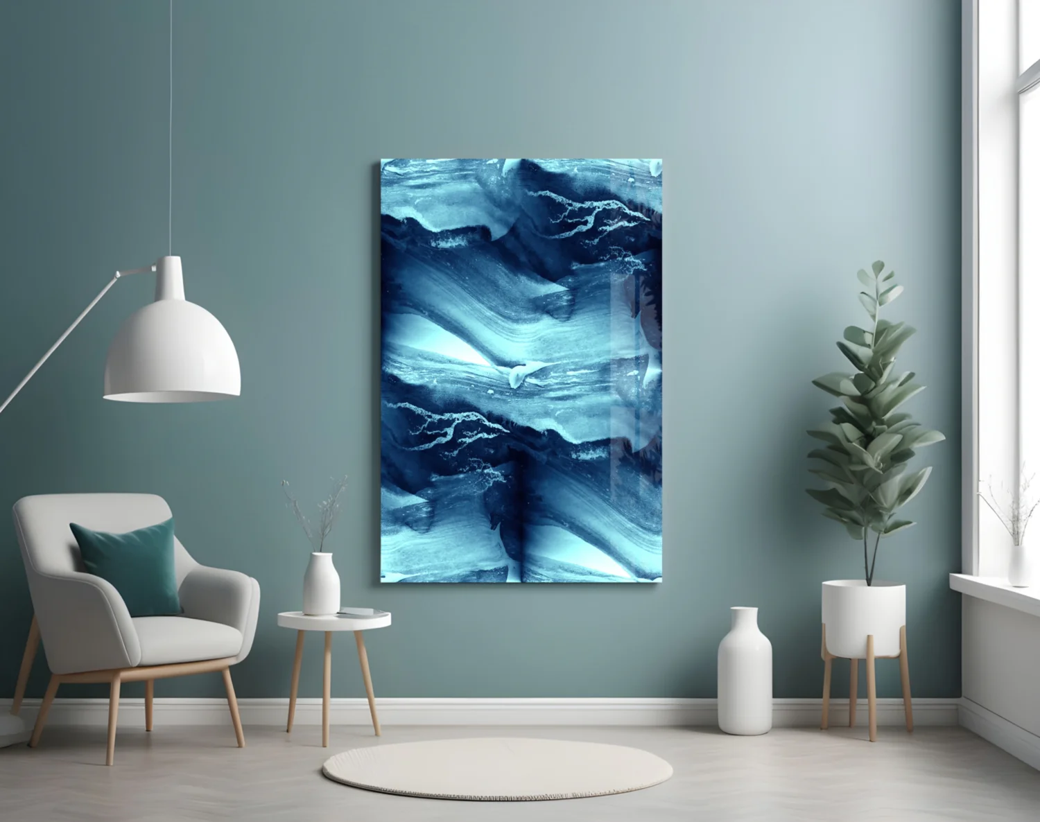 Blue Serenity Glass Wall Art - Image 4