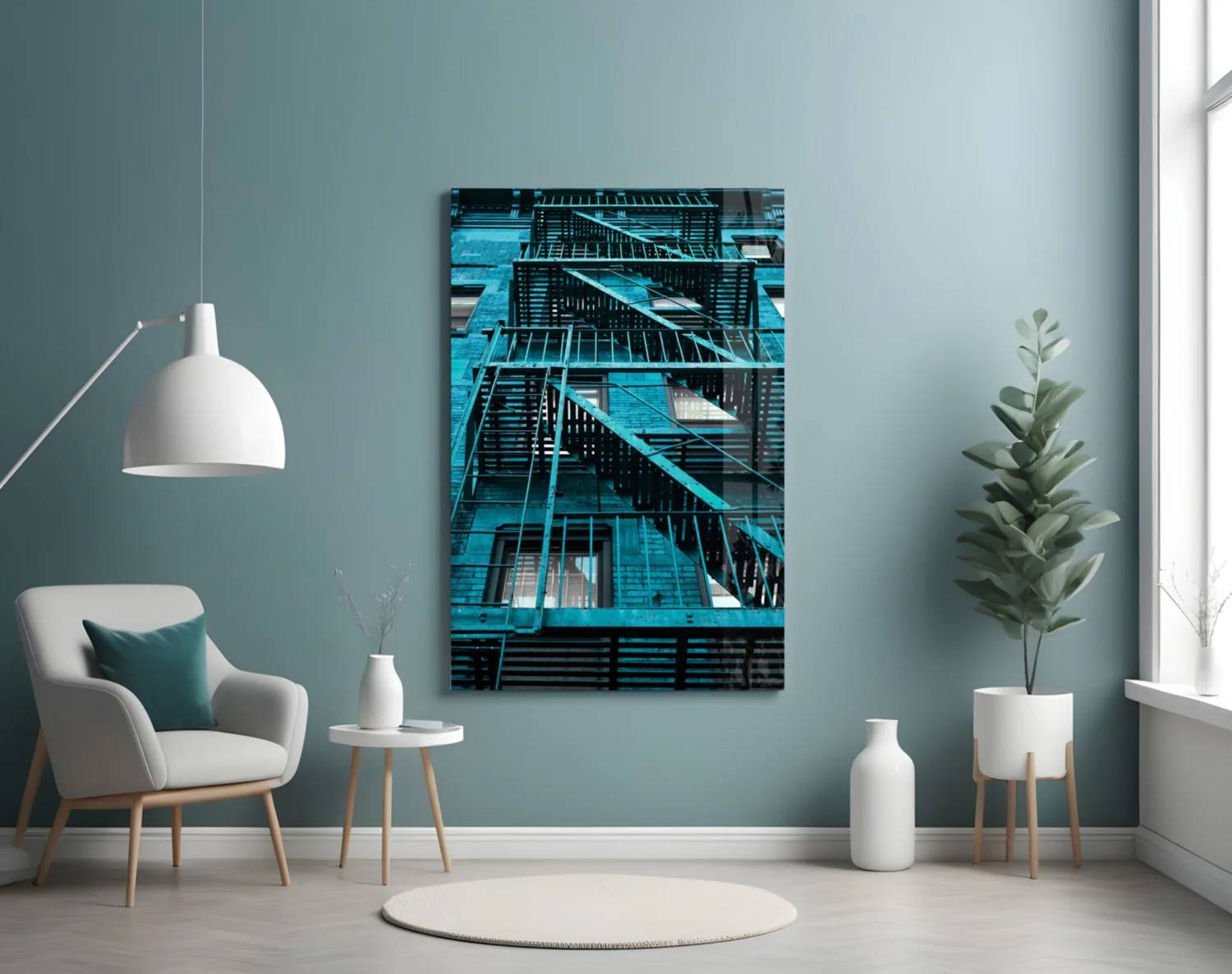 Blue Stairs Glass Wall Art - Image 5
