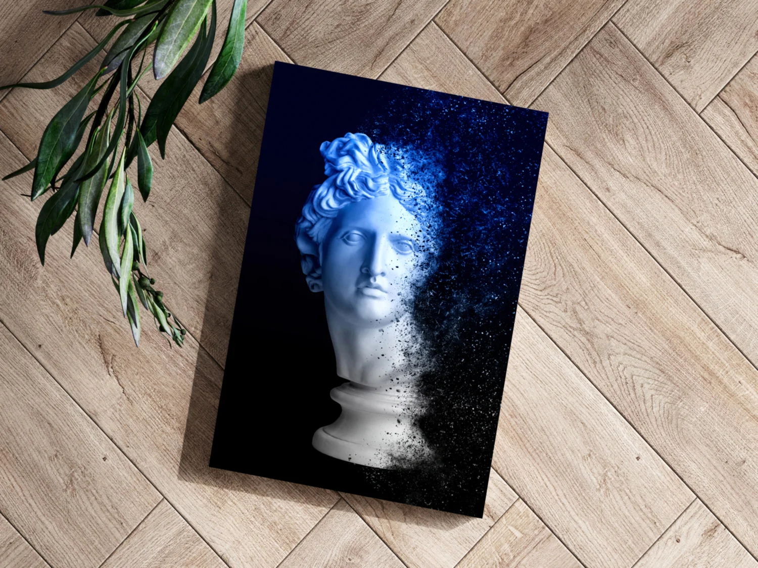 Blue Statue Head Dissolving Aluminum Print - Image 3