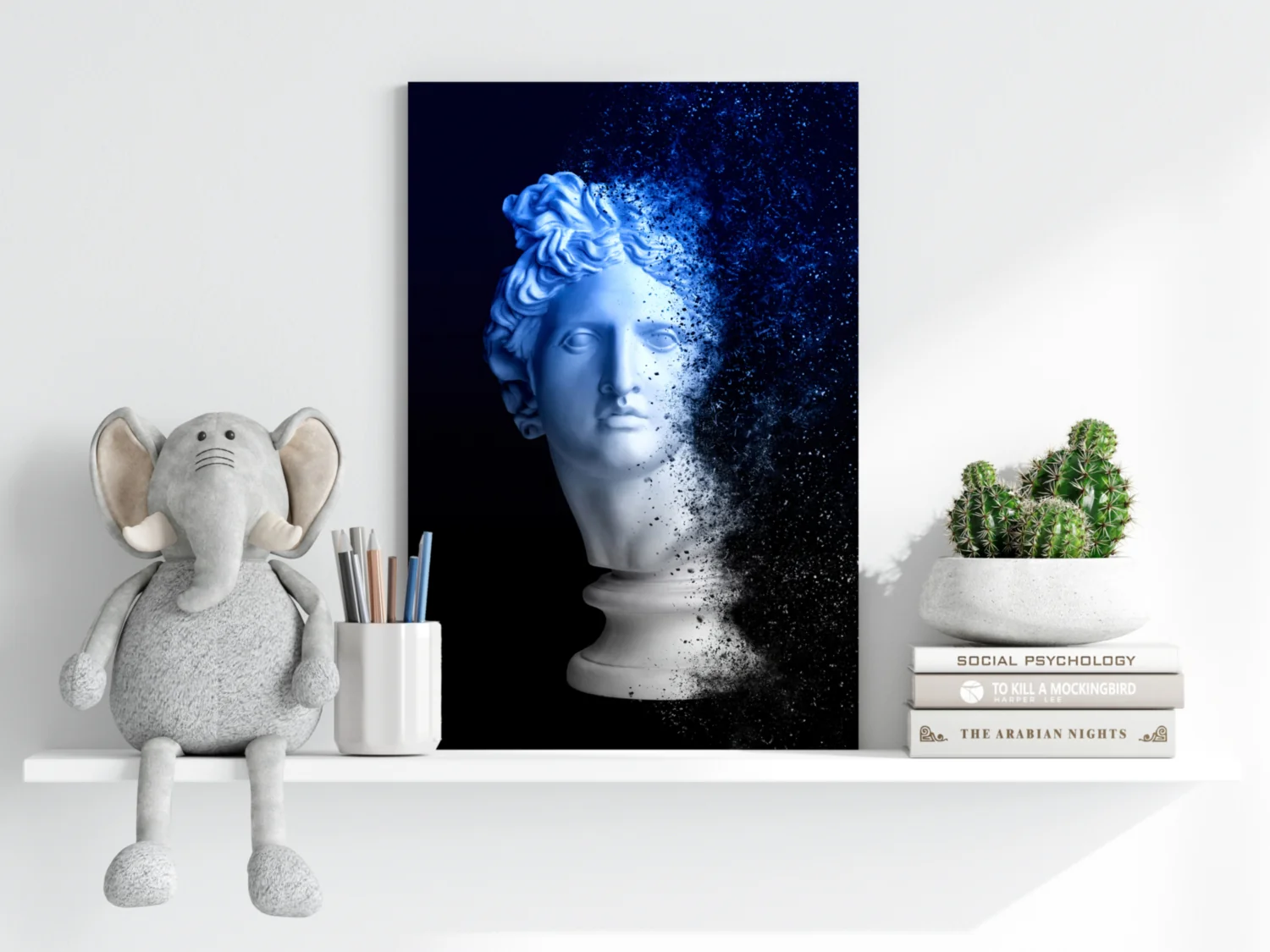 Blue Statue Head Dissolving Aluminum Print - Image 6