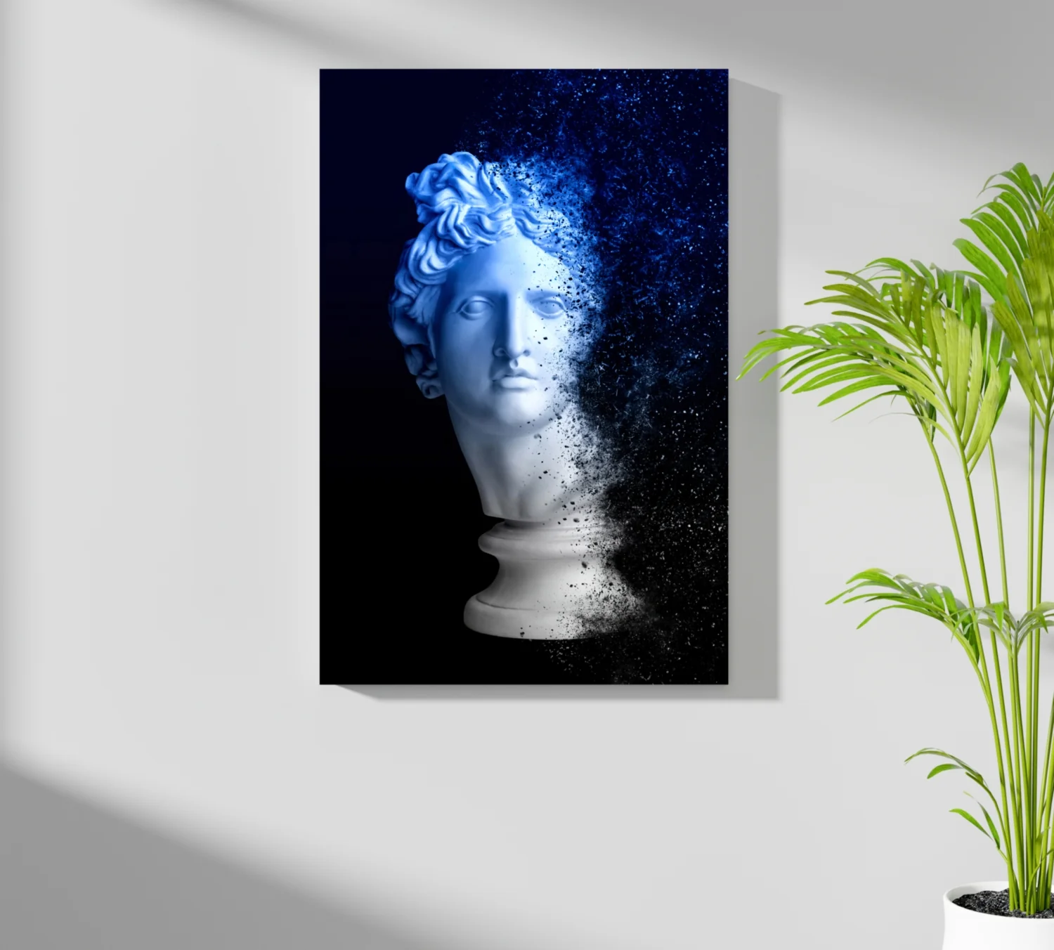 Blue Statue Head Dissolving Aluminum Print - Image 7