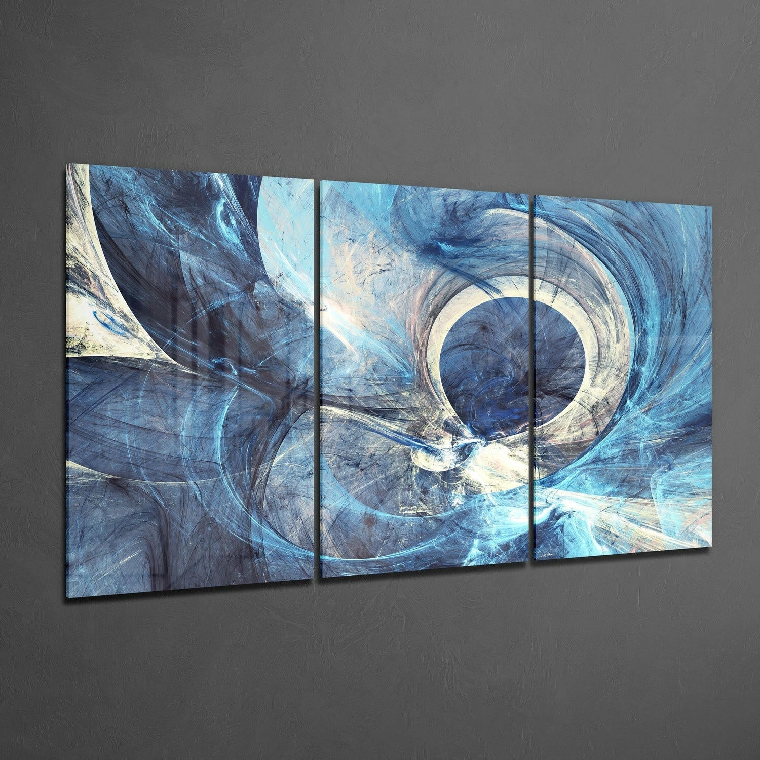 Blue Swirl Abstract Fractal Glass Wall Art - Image 2