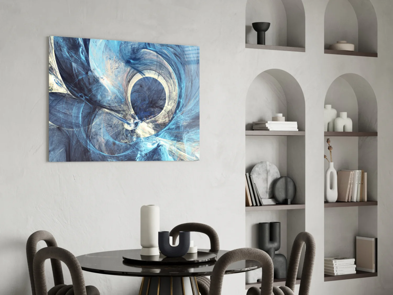 Blue Swirling Fractal Ring Glass Wall Art - Image 6