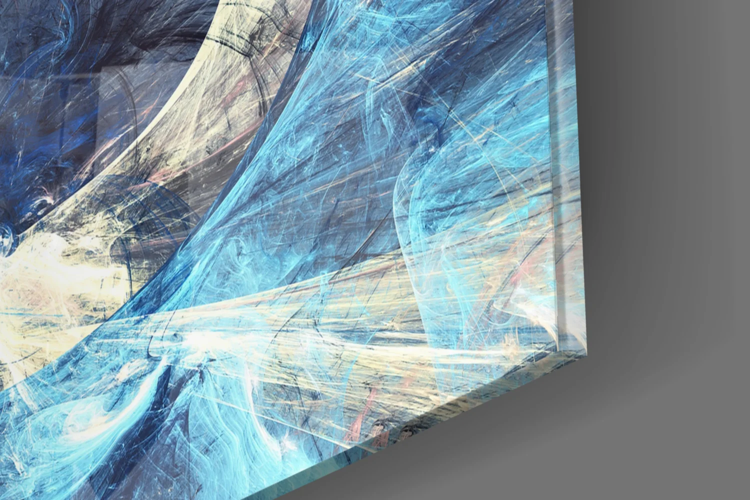 Blue Swirling Fractal Ring Glass Wall Art - Image 8