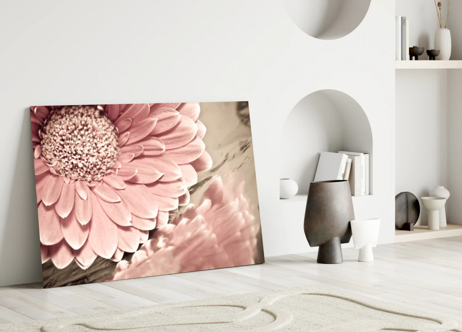 Blush Gerbera Daisy Macro Glass Wall Art - Image 4