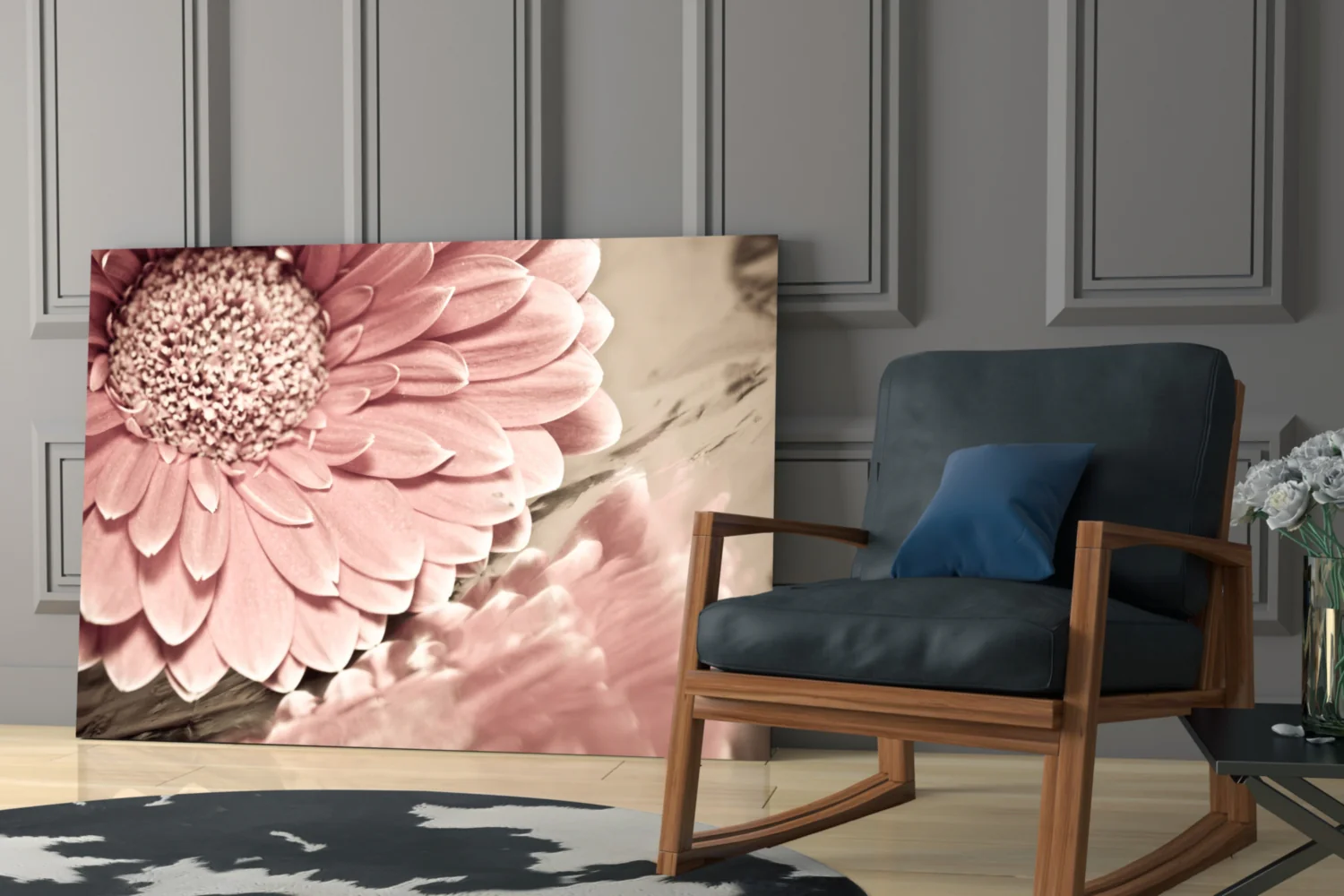 Blush Gerbera Daisy Macro Glass Wall Art - Image 7