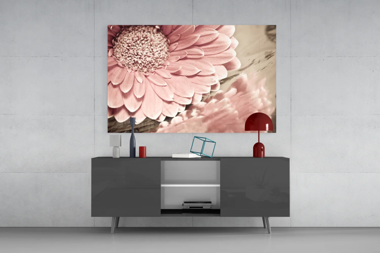 Blush Gerbera Daisy Macro Glass Wall Art - Image 9