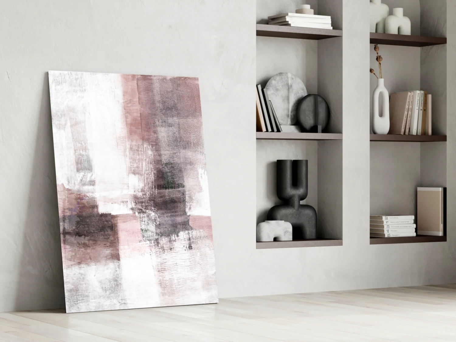 Blush Gray Minimalist Blocks Glass Wall Art - Image 6