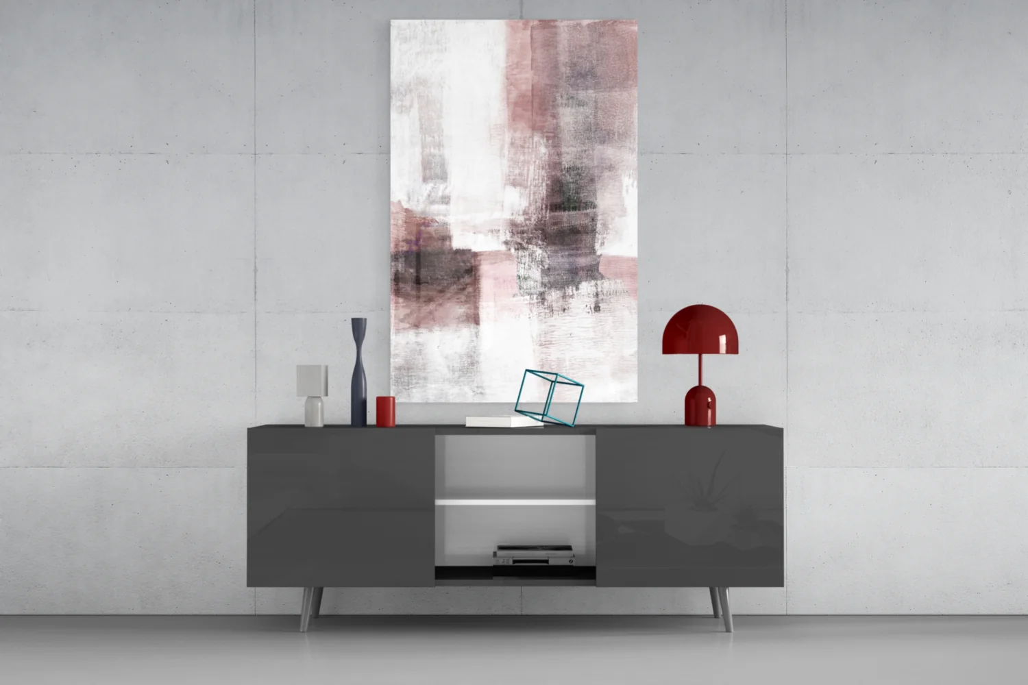 Blush Gray Minimalist Blocks Glass Wall Art - Image 8