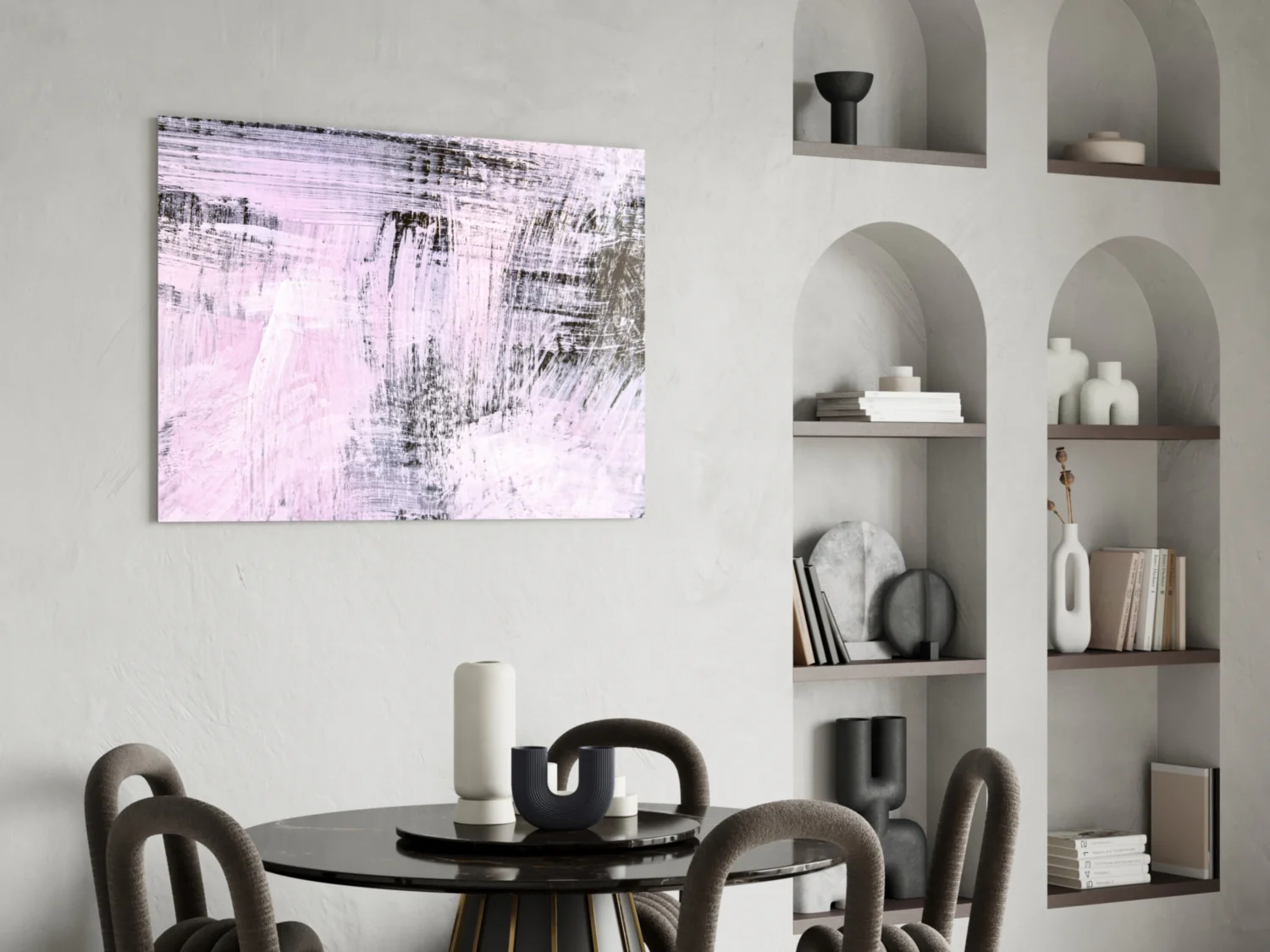 Blush Pink Black Brushstroke Glass Wall Art - Image 6
