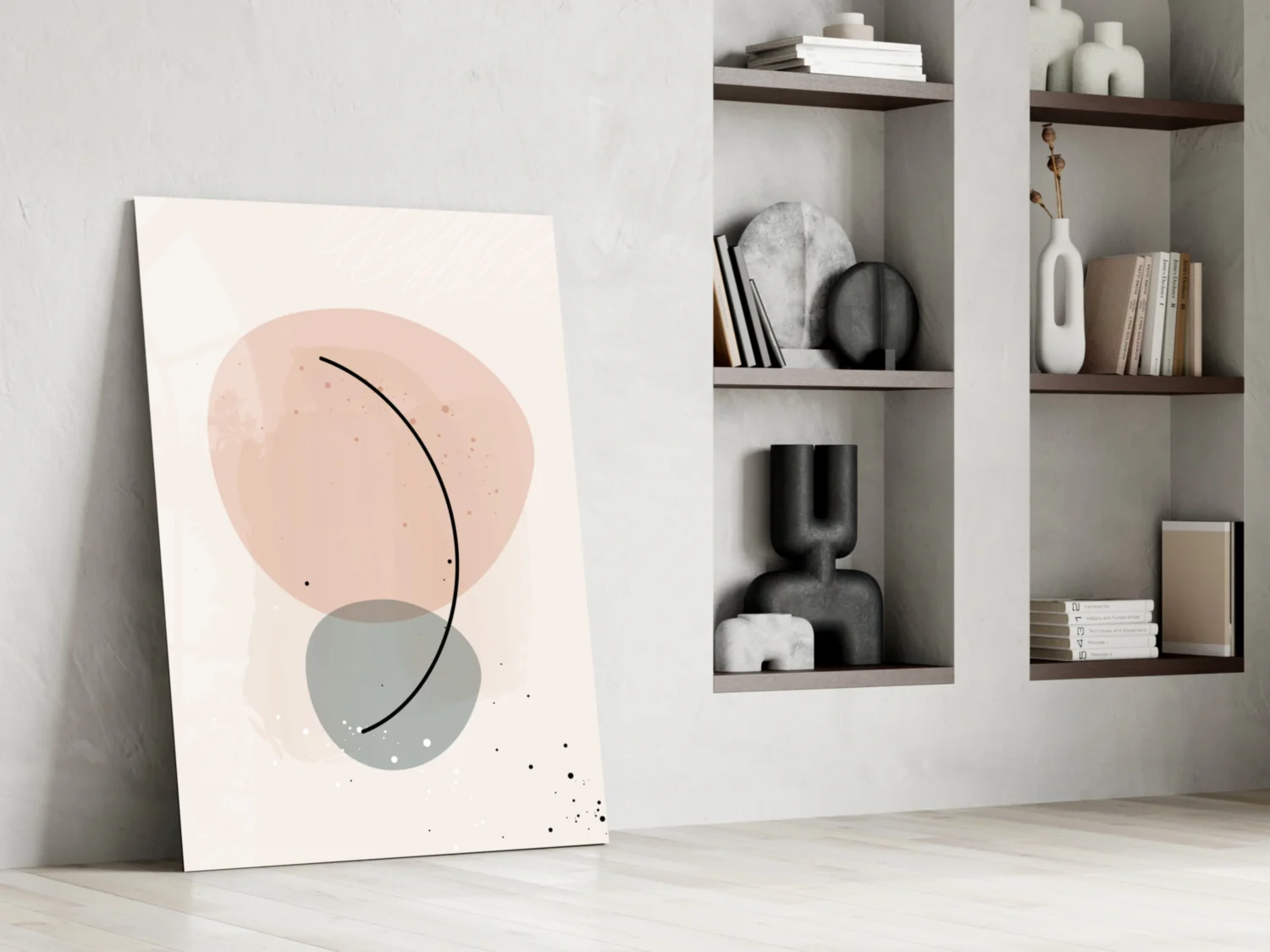 Blush Pink Sage Pebble Curve Glass Wall Art - Image 7