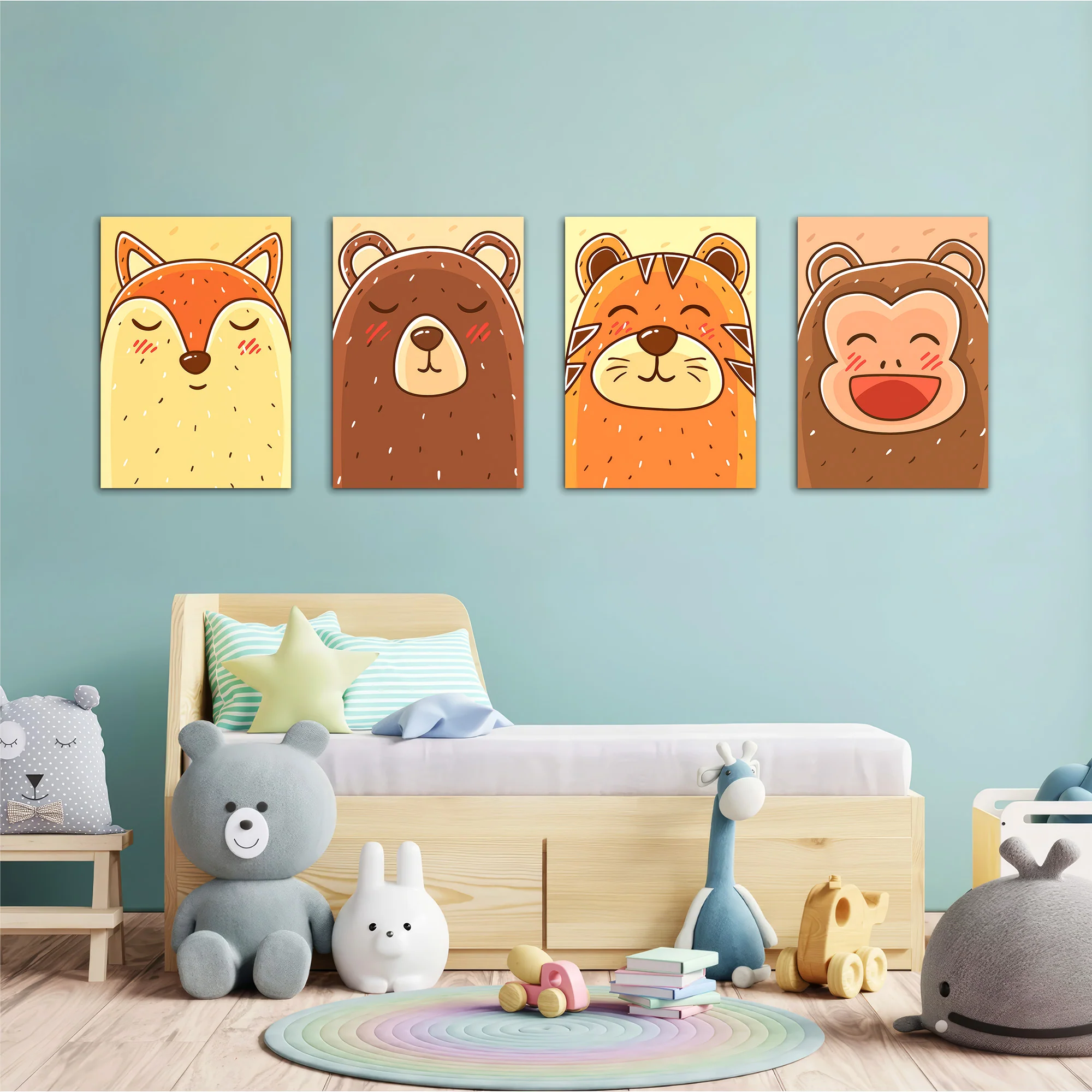 Blushing Animal Faces 4 Pieces Kids Metal Wall Art - Image 2