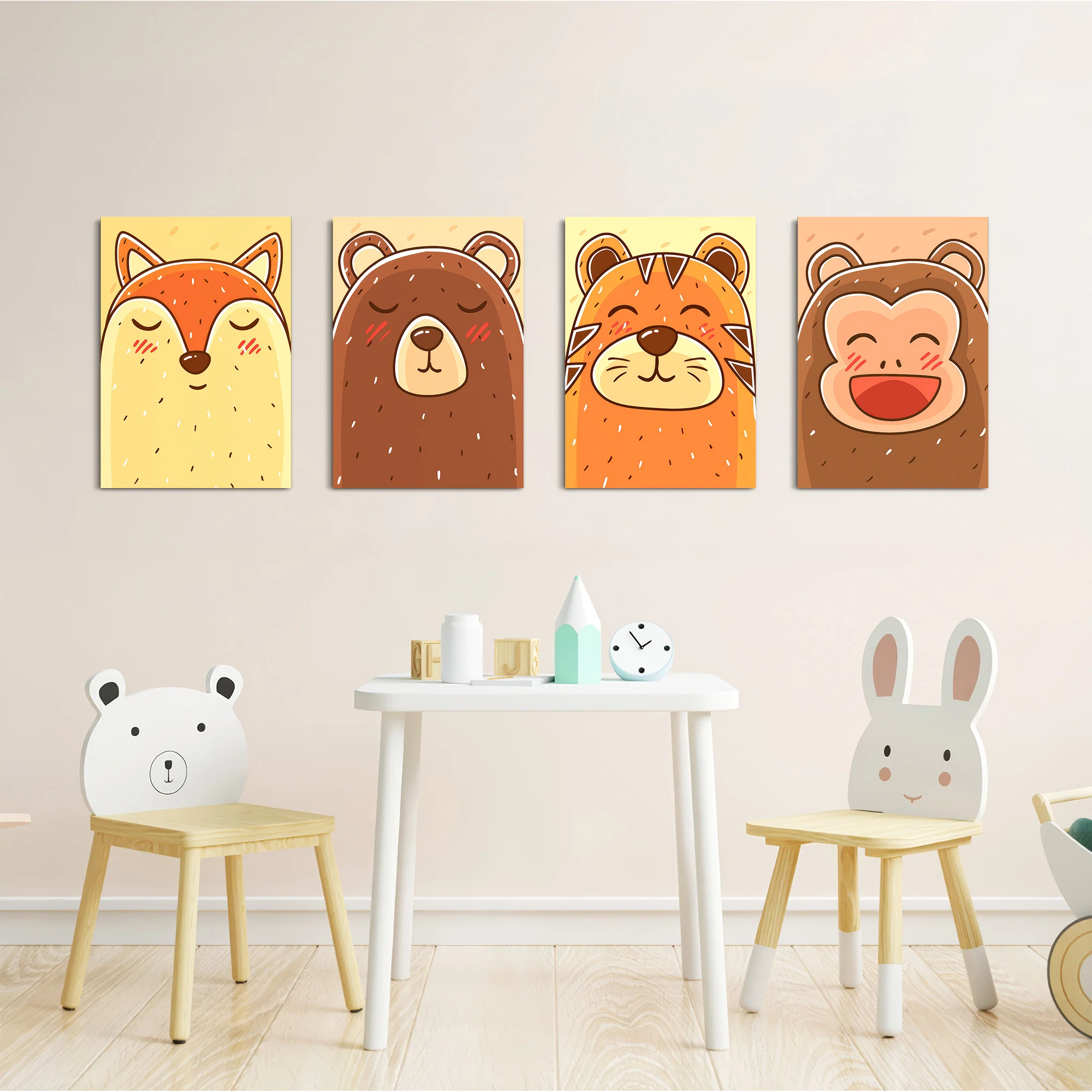 Blushing Animal Faces 4 Pieces Kids Metal Wall Art - Image 5