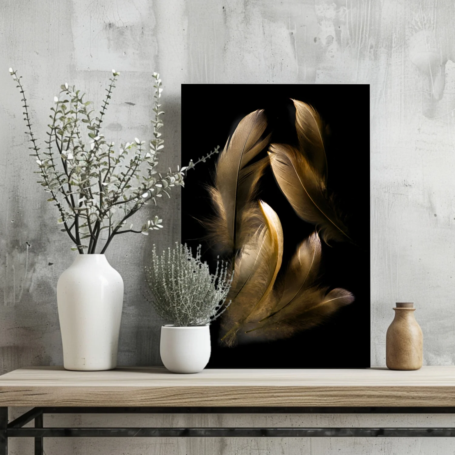 Bronze Feather Aluminum Print - Image 2