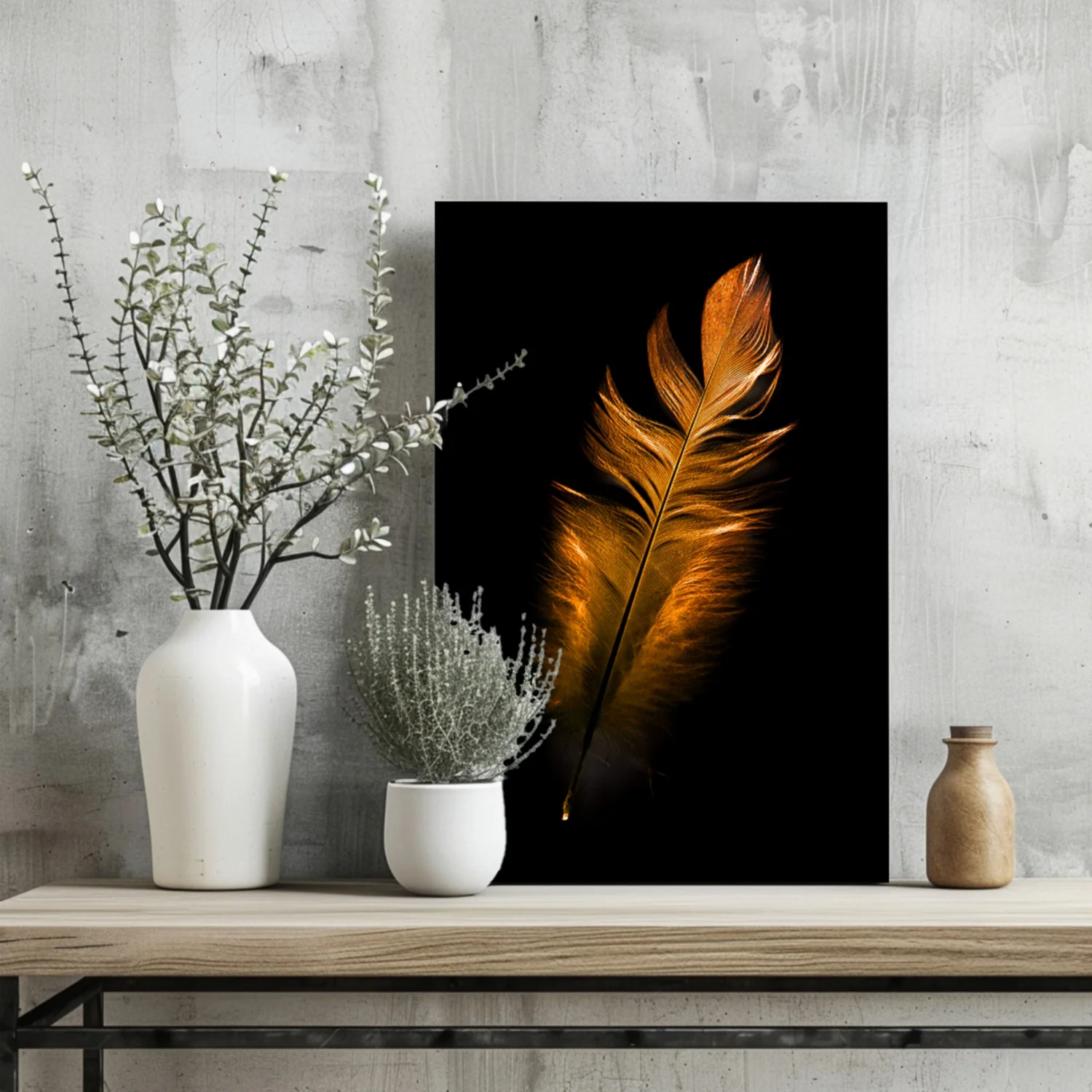 Bronze Feather Aluminum Print - Image 2