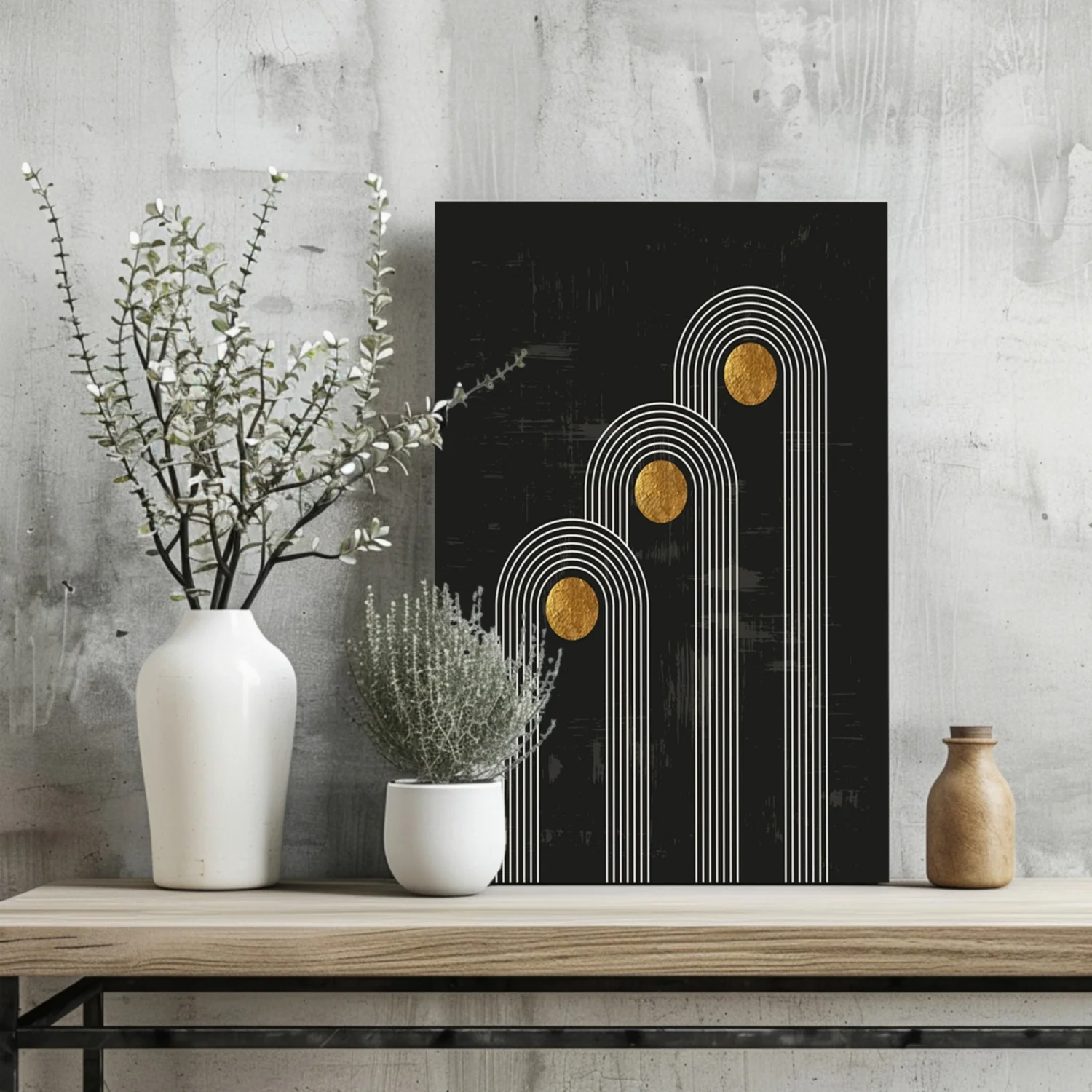 Abstract Line Art Dots and Lines Aluminum Print - Image 2