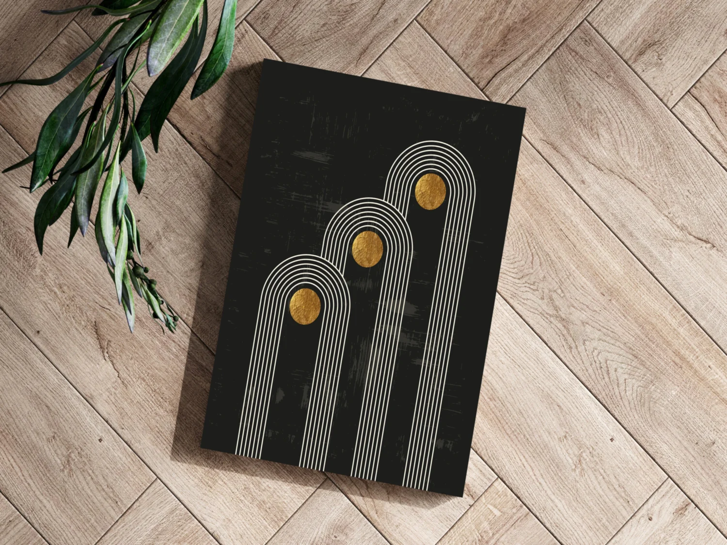 Abstract Line Art Dots and Lines Aluminum Print - Image 3