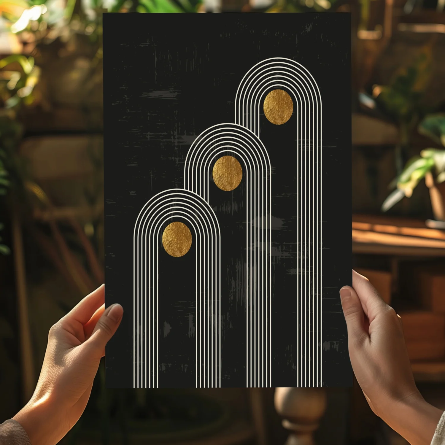 Abstract Line Art Dots and Lines Aluminum Print - Image 5