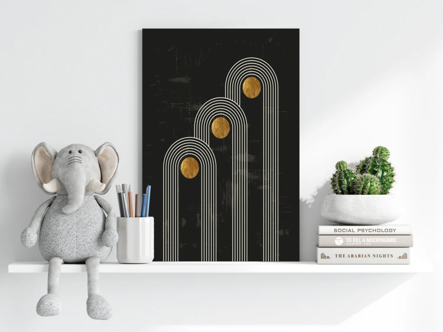 Abstract Line Art Dots and Lines Aluminum Print - Image 6