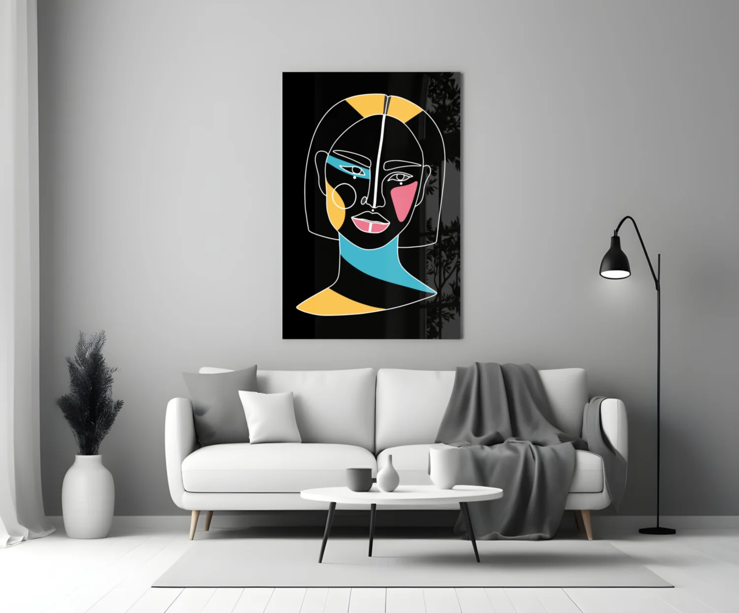 Bob Cut Colorful Face Glass Wall Art - Image 3