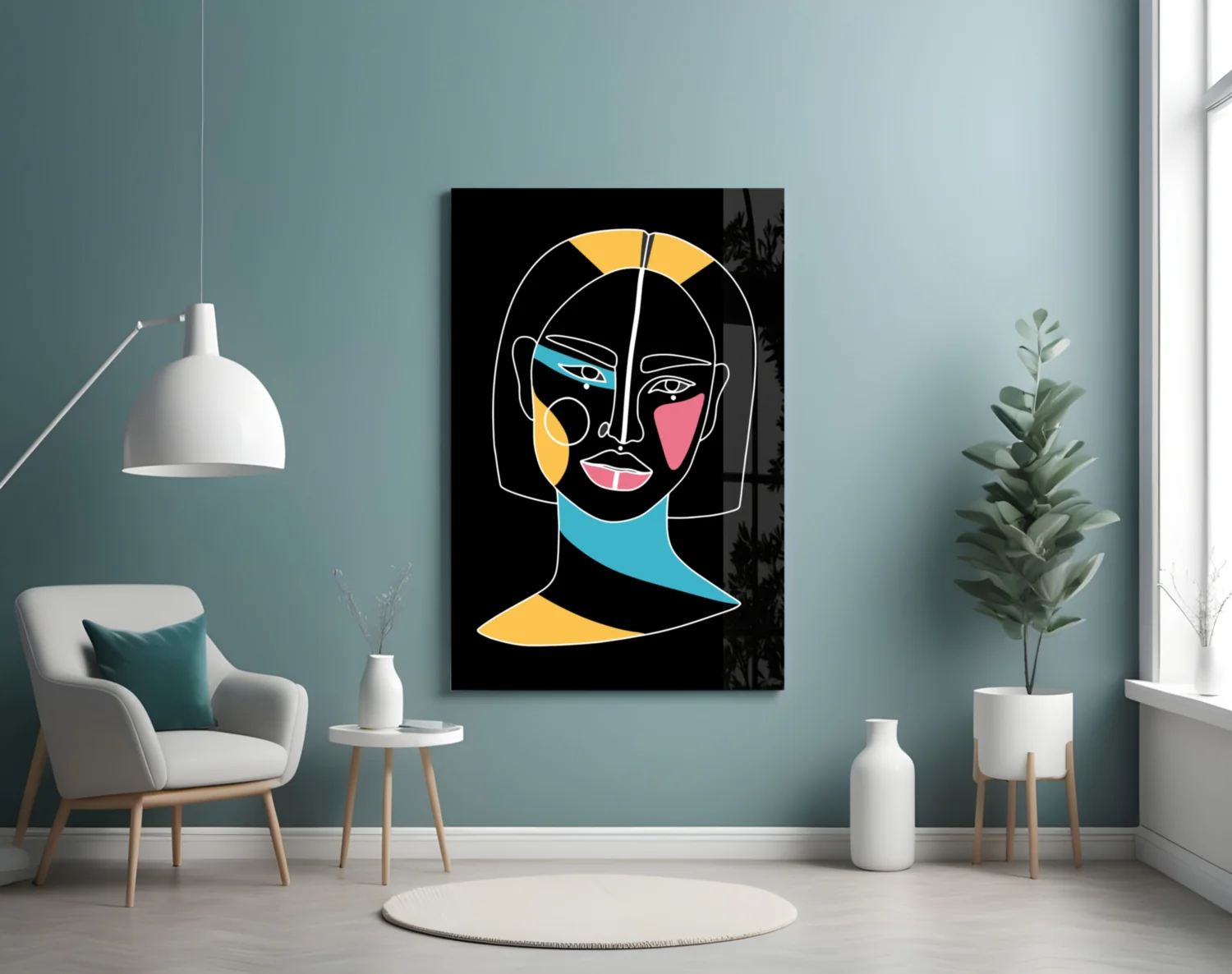 Bob Cut Colorful Face Glass Wall Art - Image 4