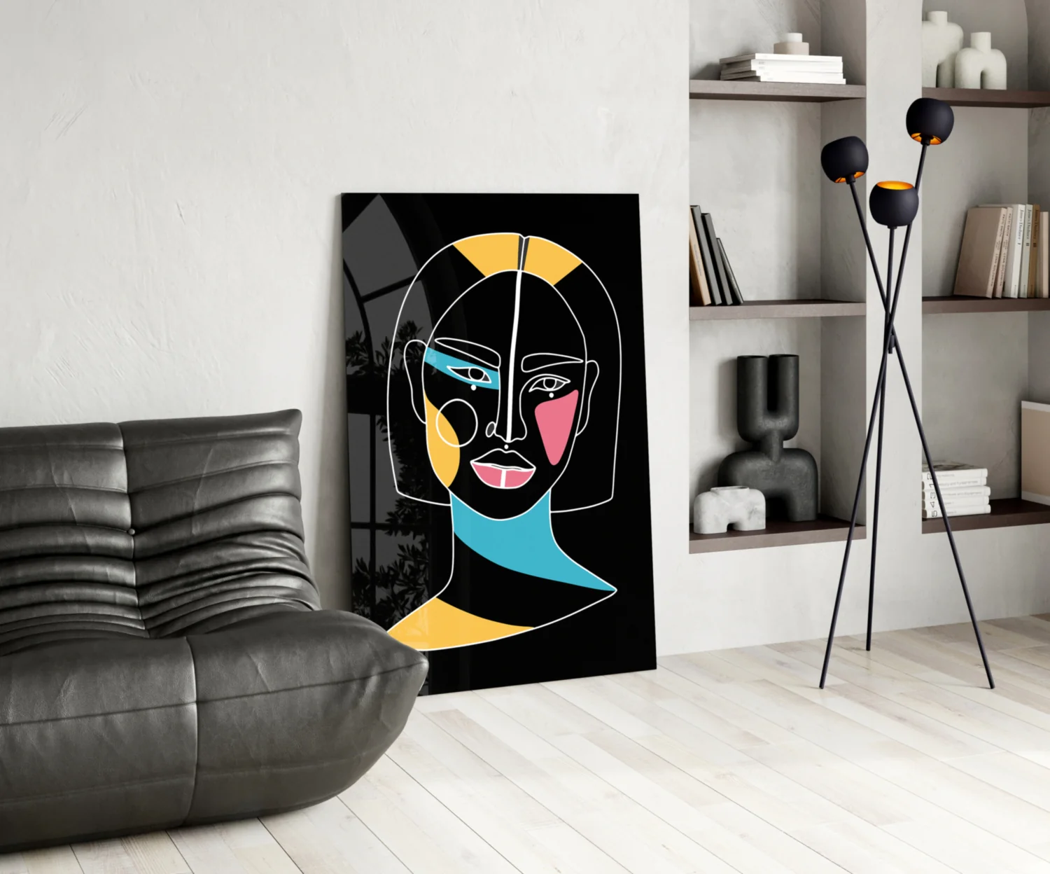 Bob Cut Colorful Face Glass Wall Art - Image 5