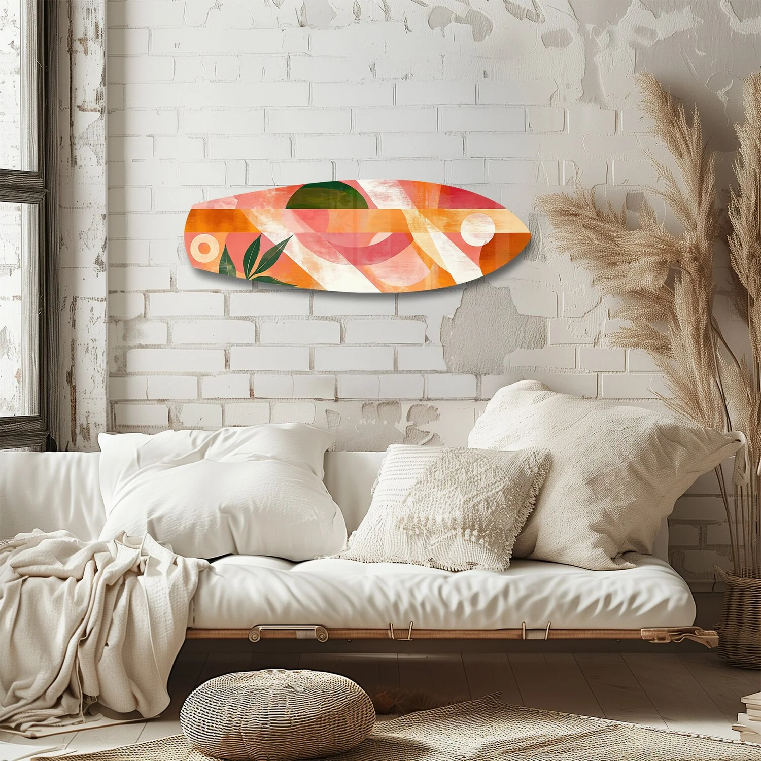 Boho Geometric Botanical Glass Wall Art - Image 4