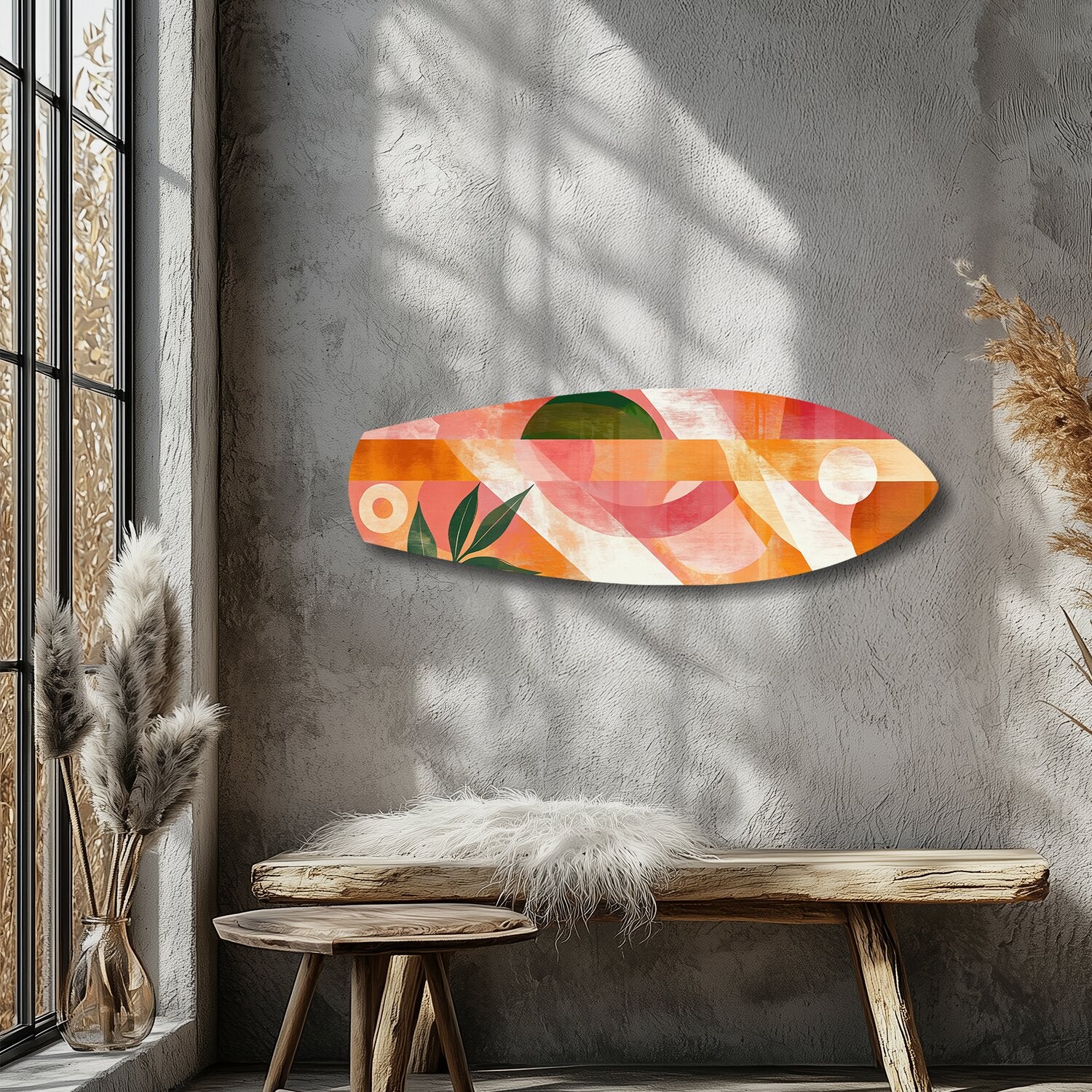 Boho Geometric Botanical Glass Wall Art - Image 5
