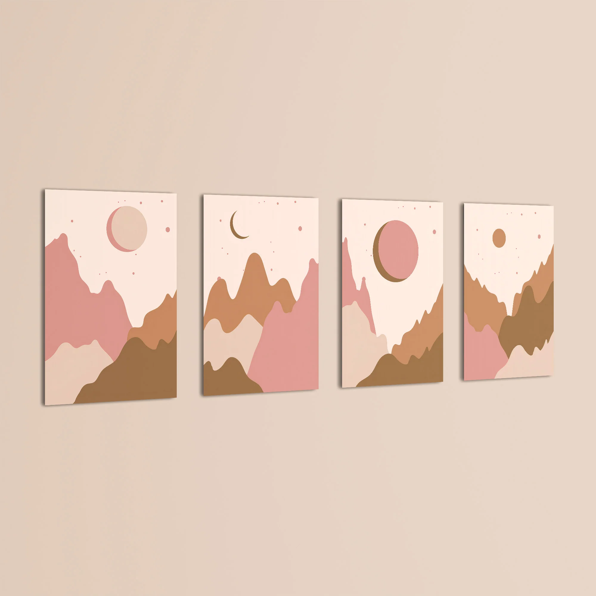 Boho Mountains and Moons 4 Pieces Kids Metal Wall Art - Image 3