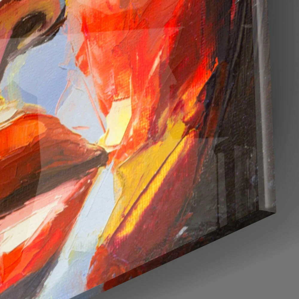 Bold Colorful Woman Face Glass Wall Art - Image 2