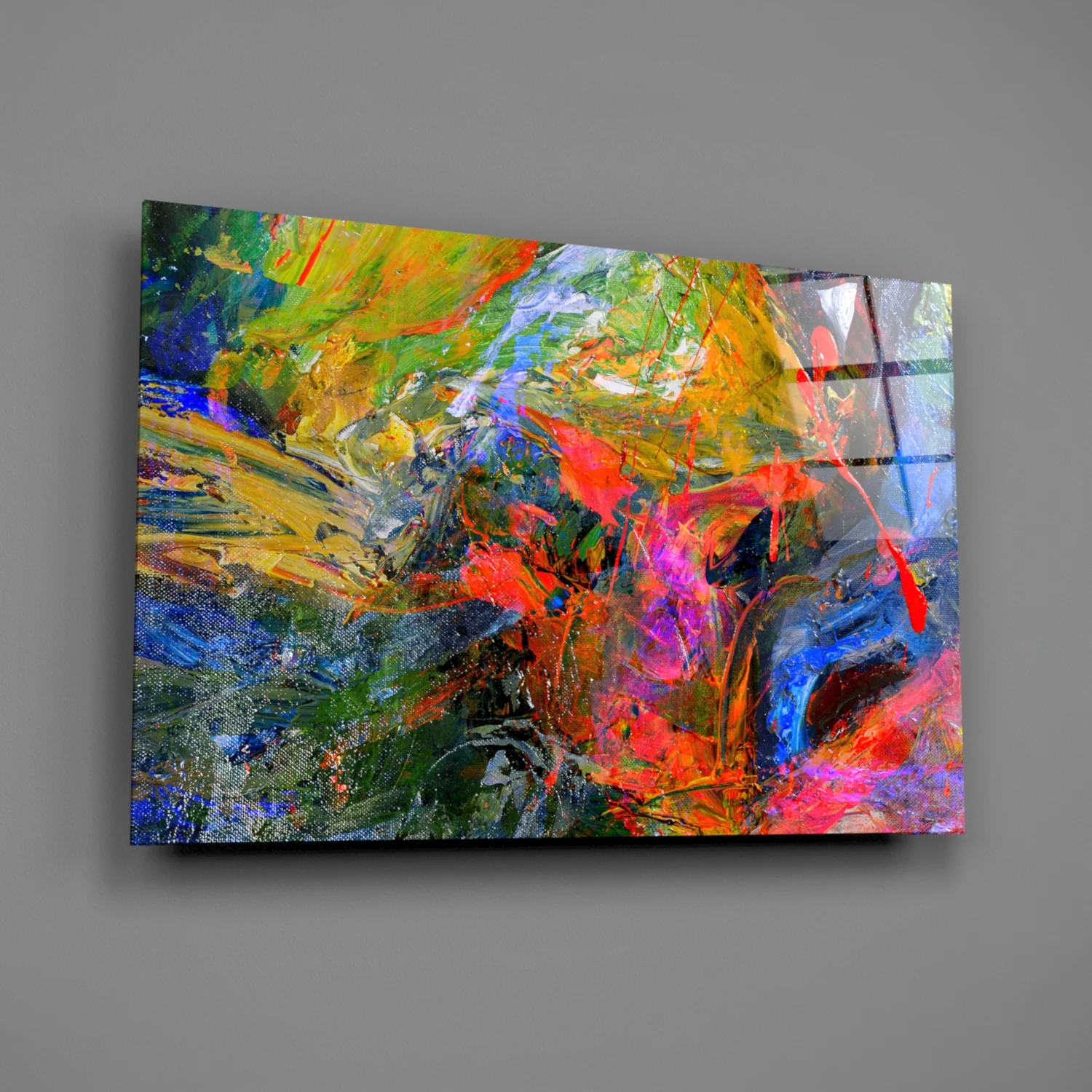 Bold Palette Knife Color Splash Glass Wall Art - Image 2
