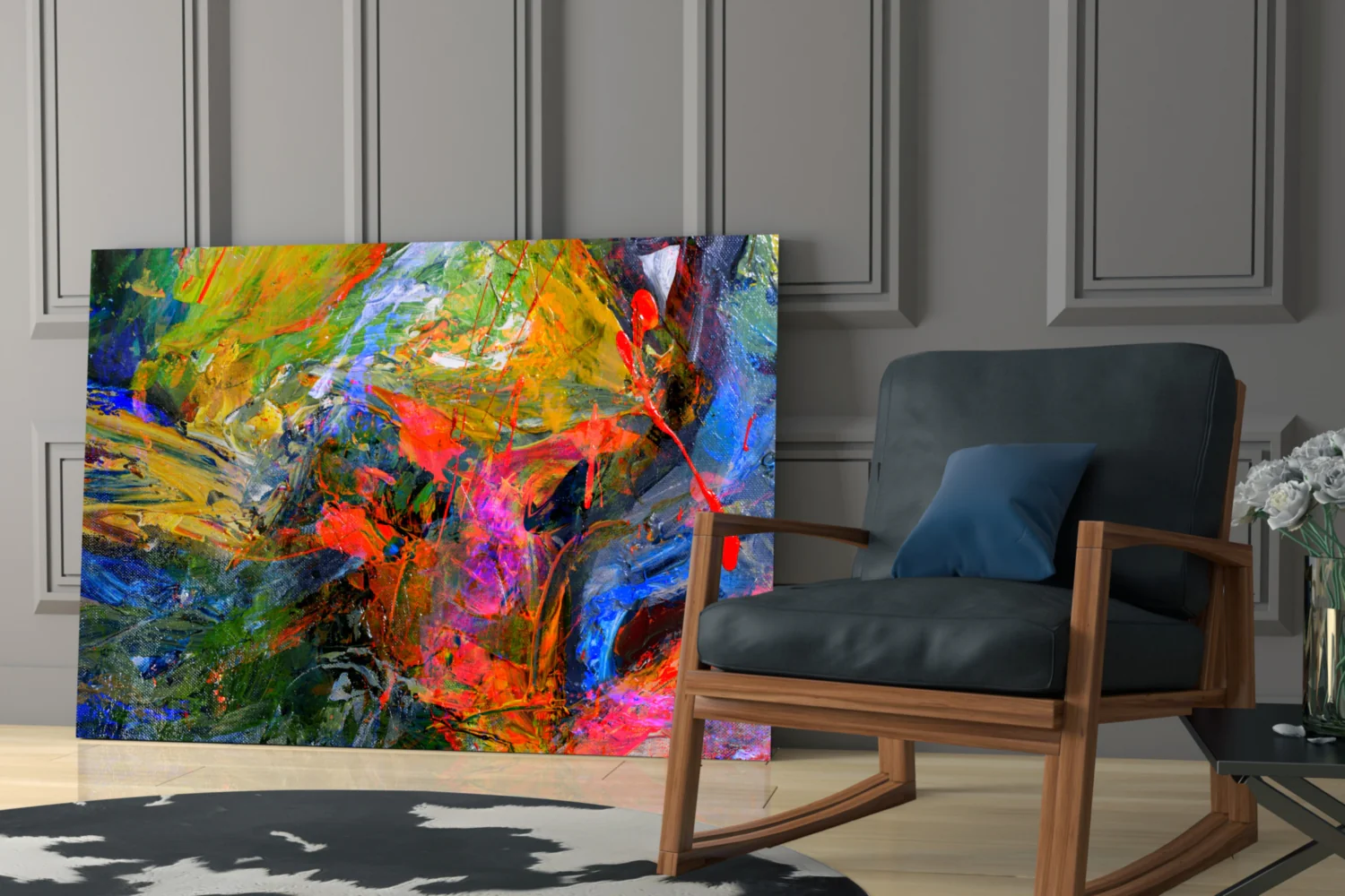 Bold Palette Knife Color Splash Glass Wall Art - Image 6