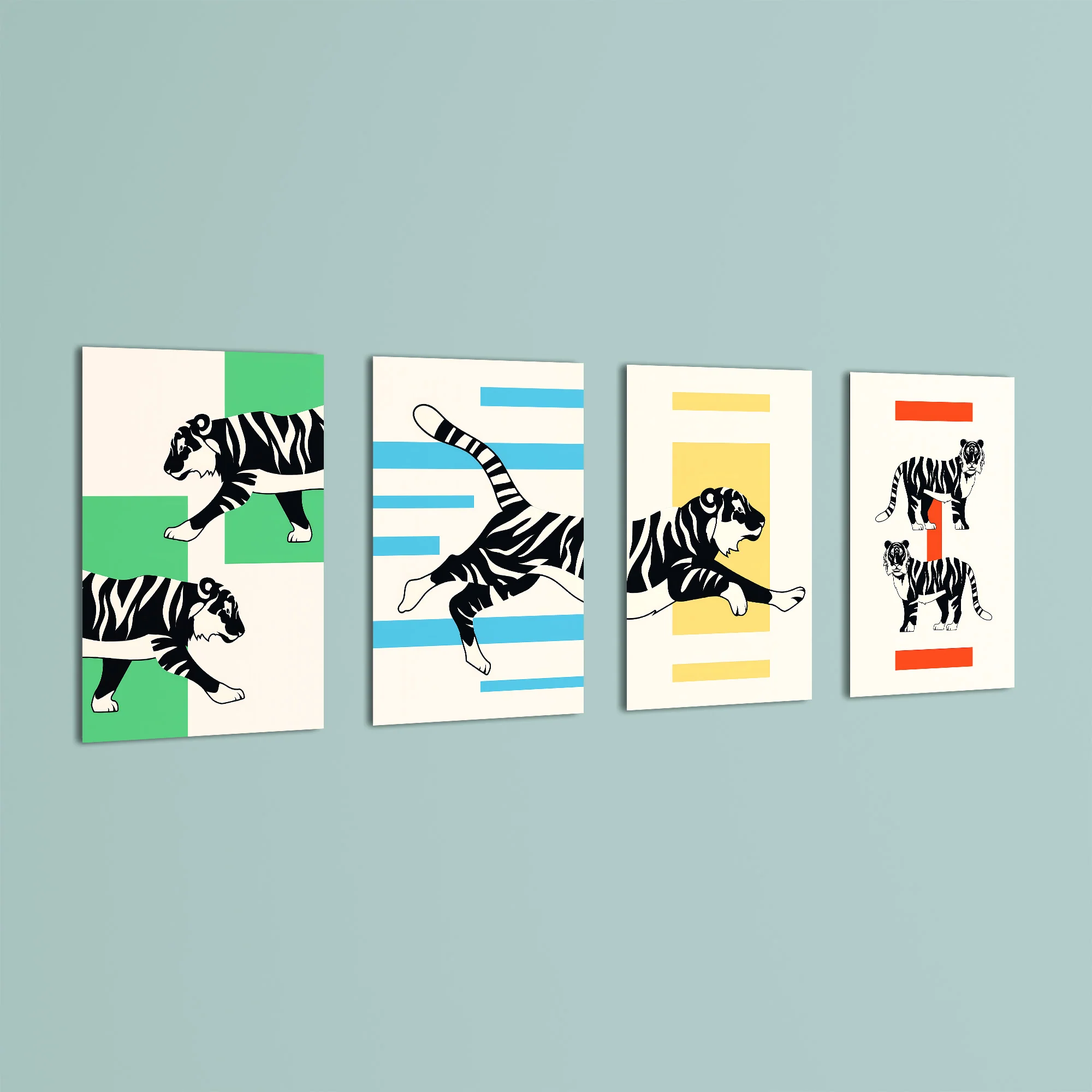 Bold Tigers 4 Pieces Kids Metal Wall Art
