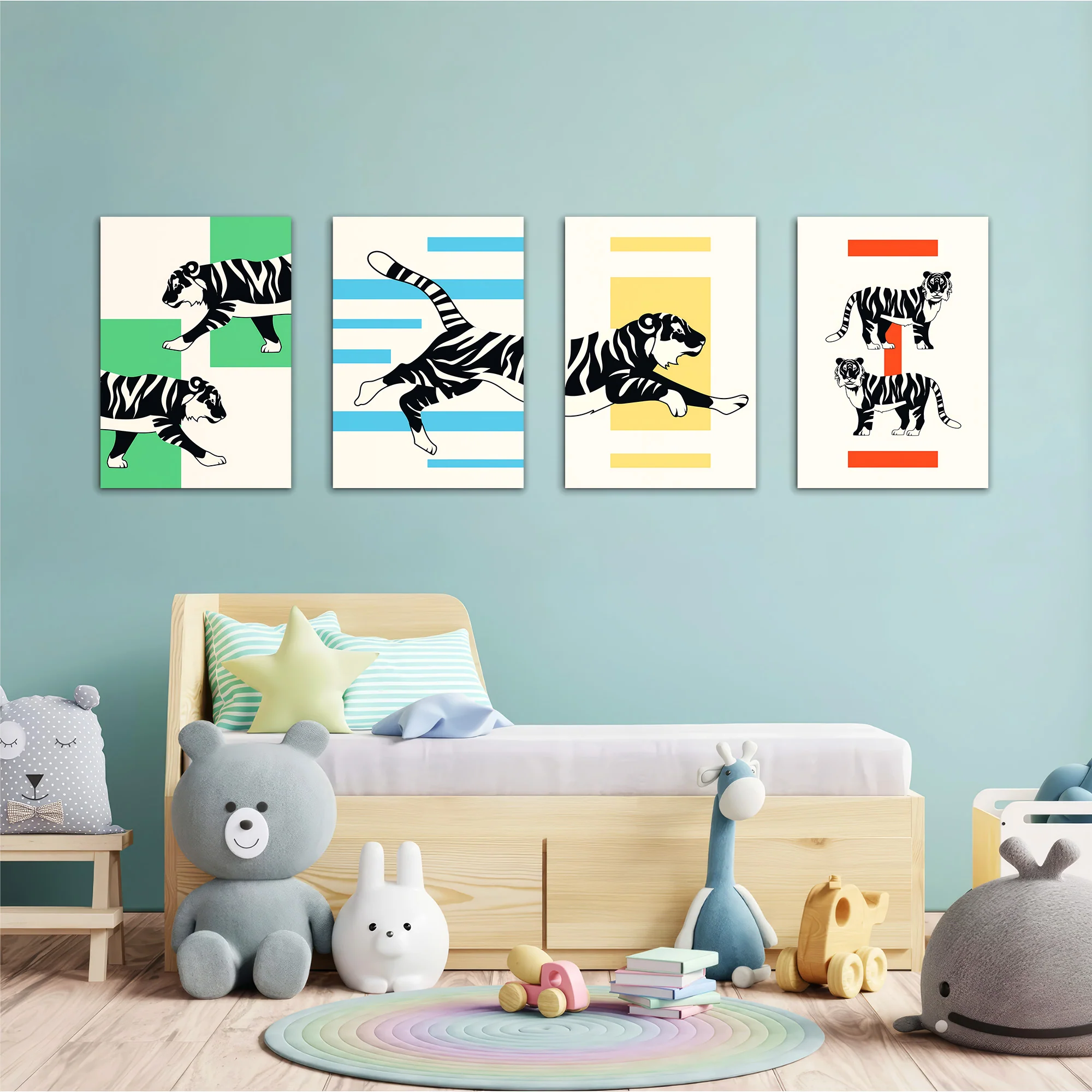 Bold Tigers 4 Pieces Kids Metal Wall Art - Image 2