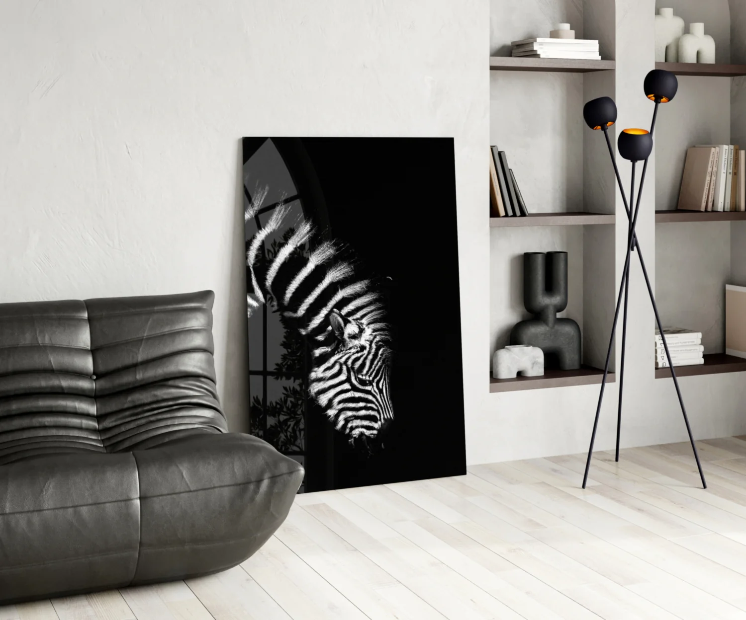Bowed Head Zebra Glass Wall Art - Image 5