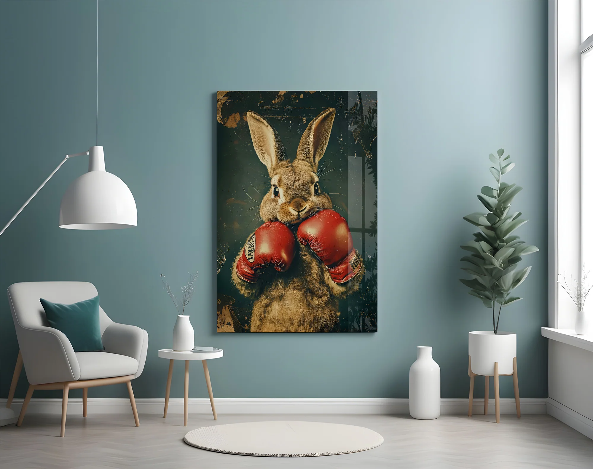 Boxing Bunny Glass Wall Art - Image 5