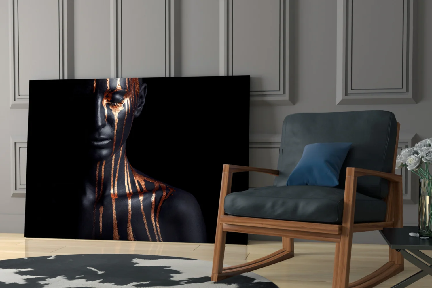 Bronze Drip Bare Shoulder Glass Wall Art - Image 6