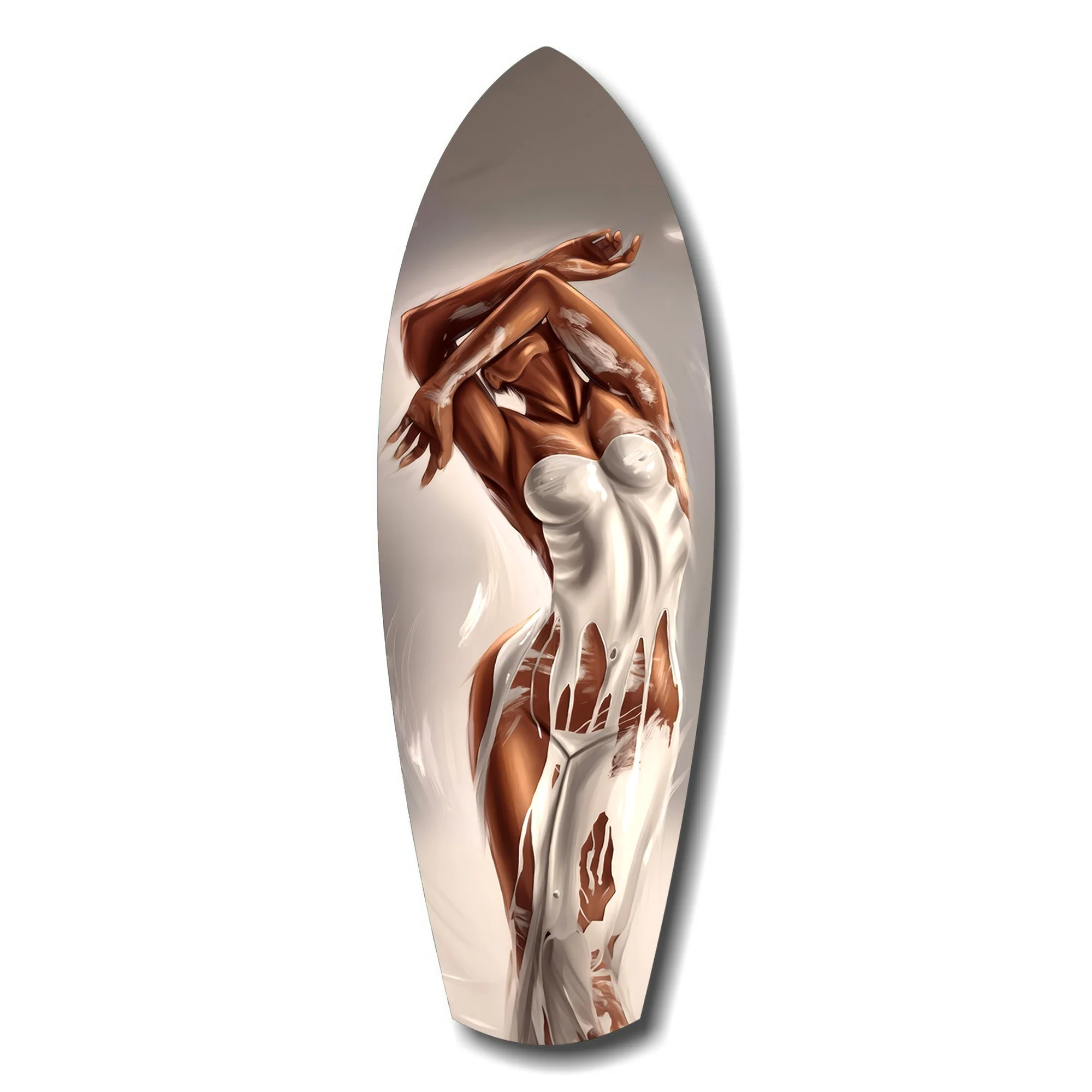 Bronze Female Figure White Paint Glass Wall Art