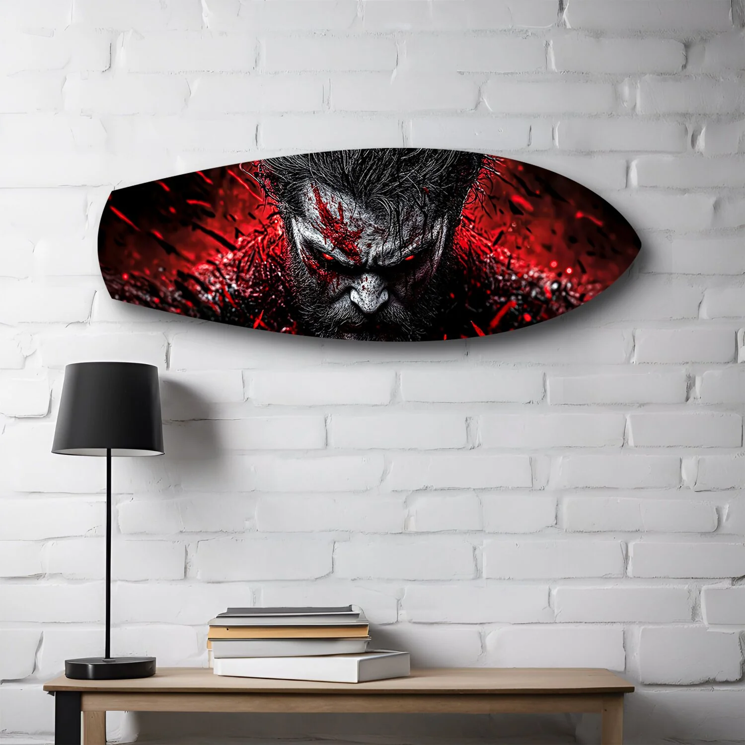 Brutal Warrior Bloody Portrait Glass Wall Art - Image 2