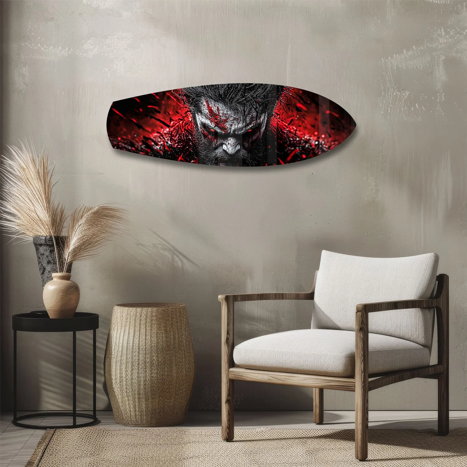 Brutal Warrior Bloody Portrait Glass Wall Art - Image 3