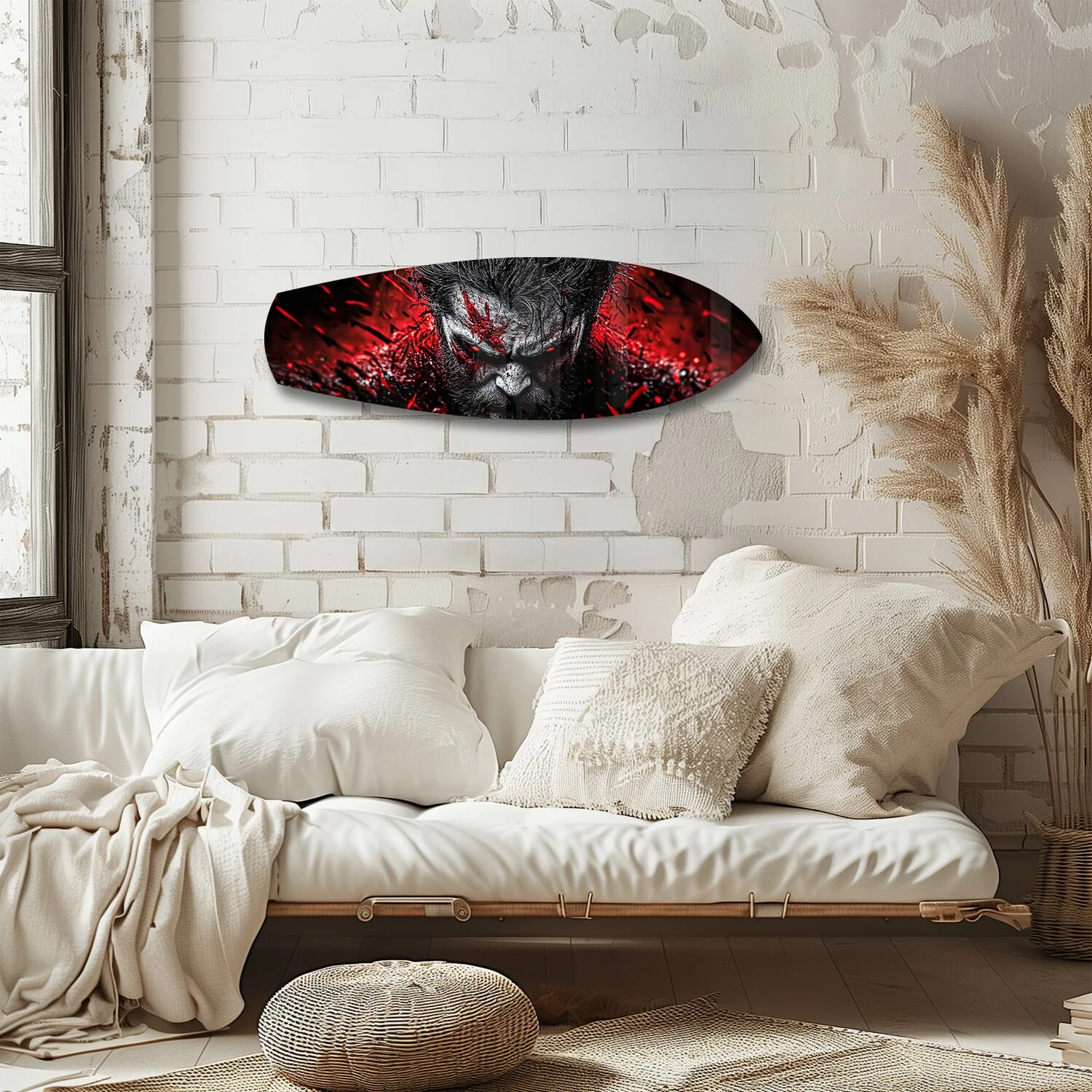 Brutal Warrior Bloody Portrait Glass Wall Art - Image 4