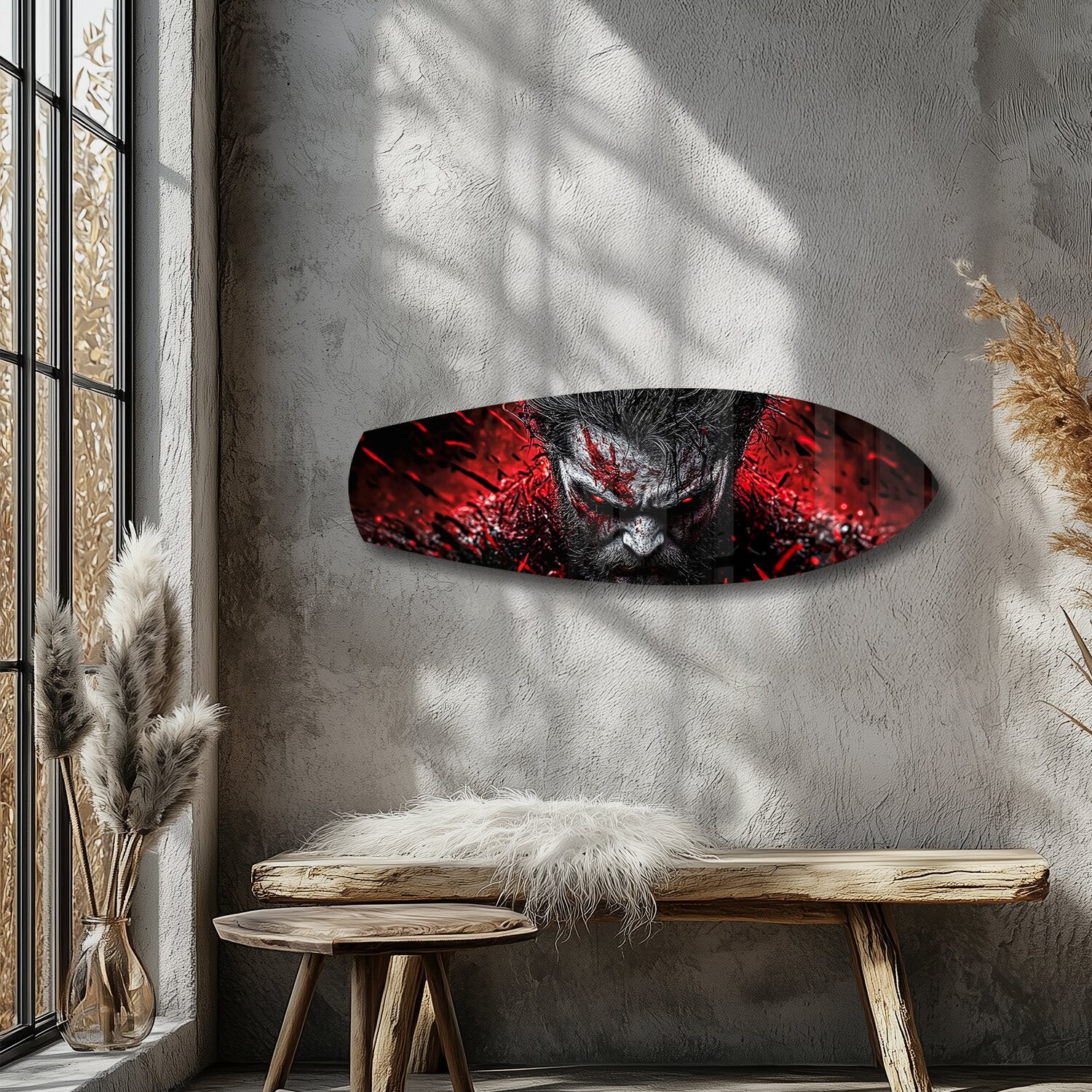 Brutal Warrior Bloody Portrait Glass Wall Art - Image 5