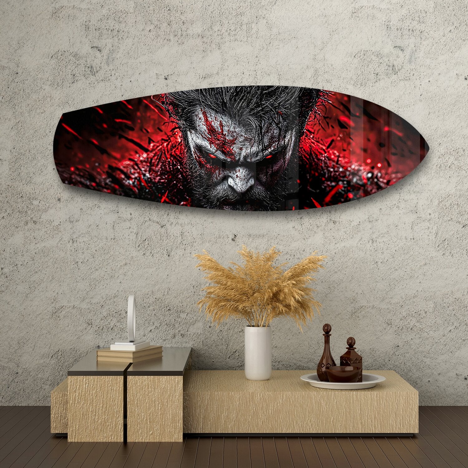 Brutal Warrior Bloody Portrait Glass Wall Art - Image 8