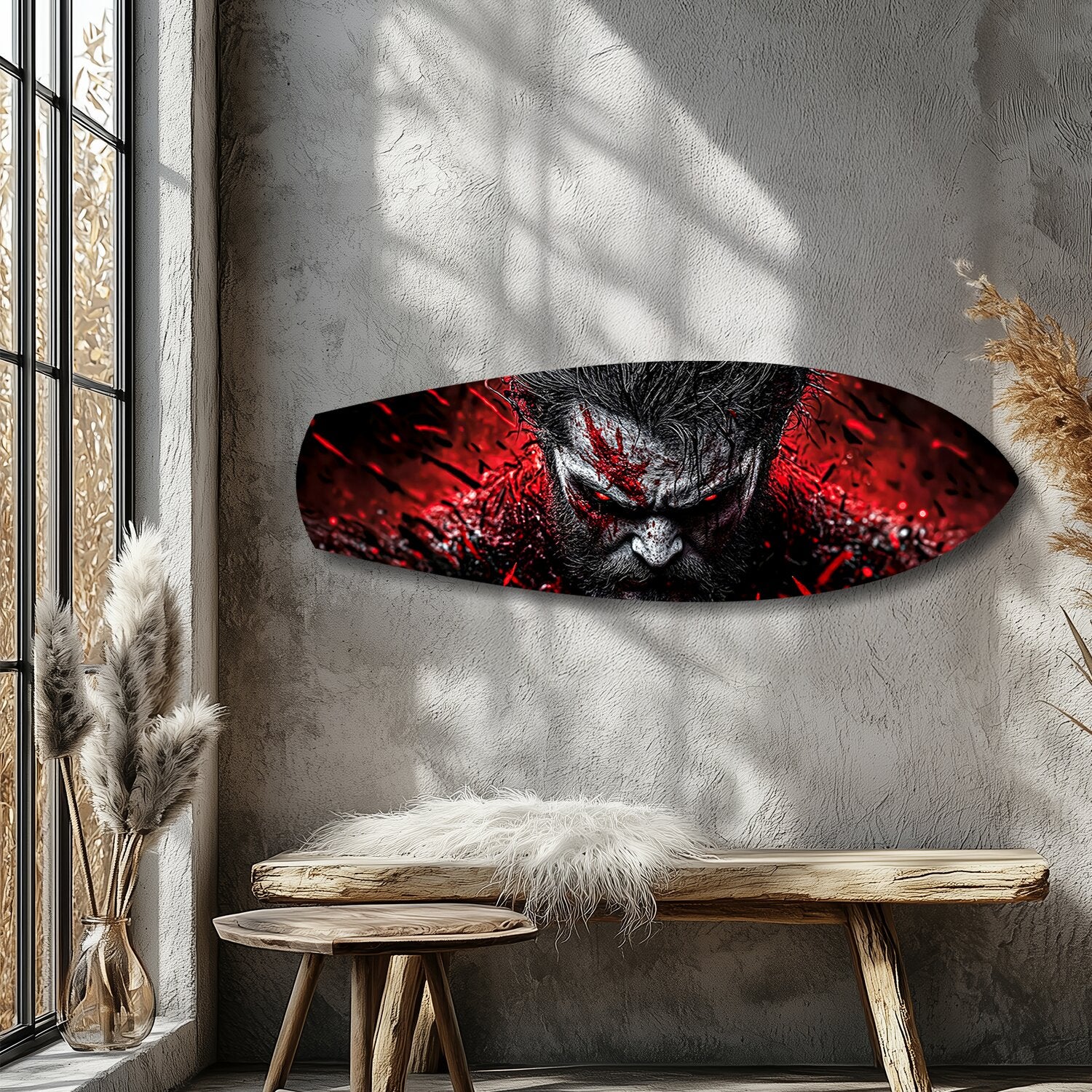 Brutal Warrior Bloody Portrait Glass Wall Art - Image 9